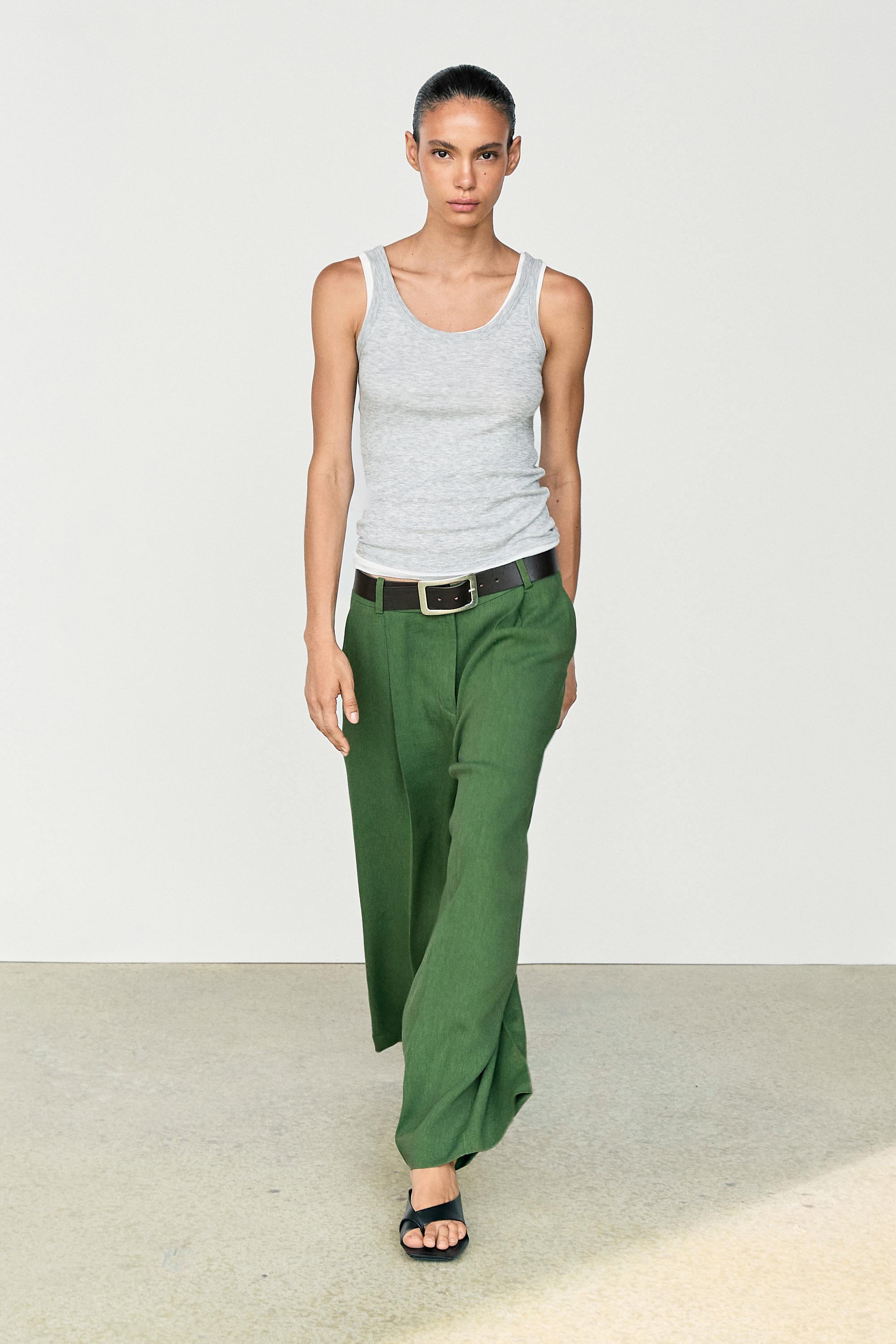 Flowing total look pants — BLUISH GREEN