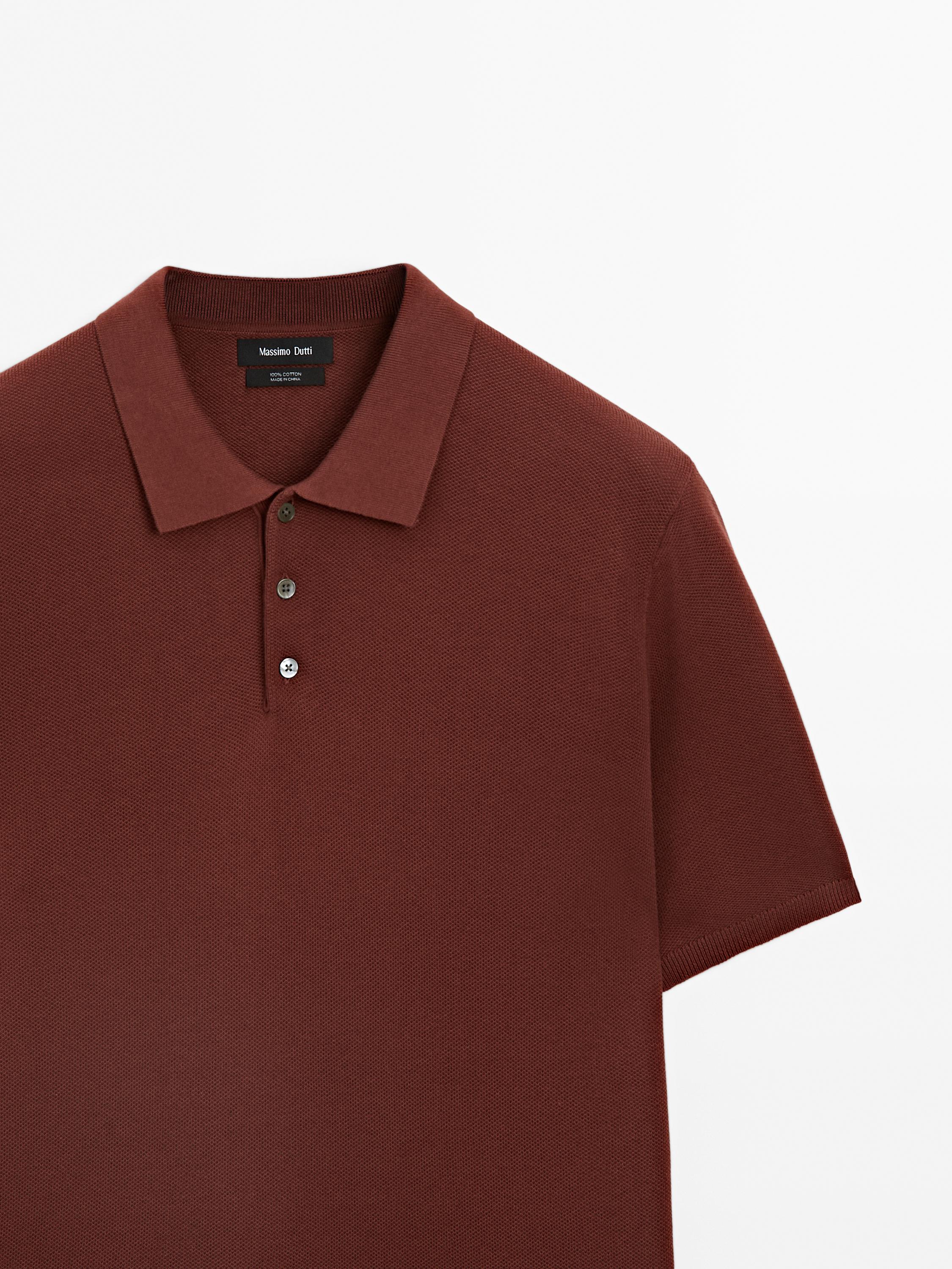 100% cotton textured knit polo shirt
