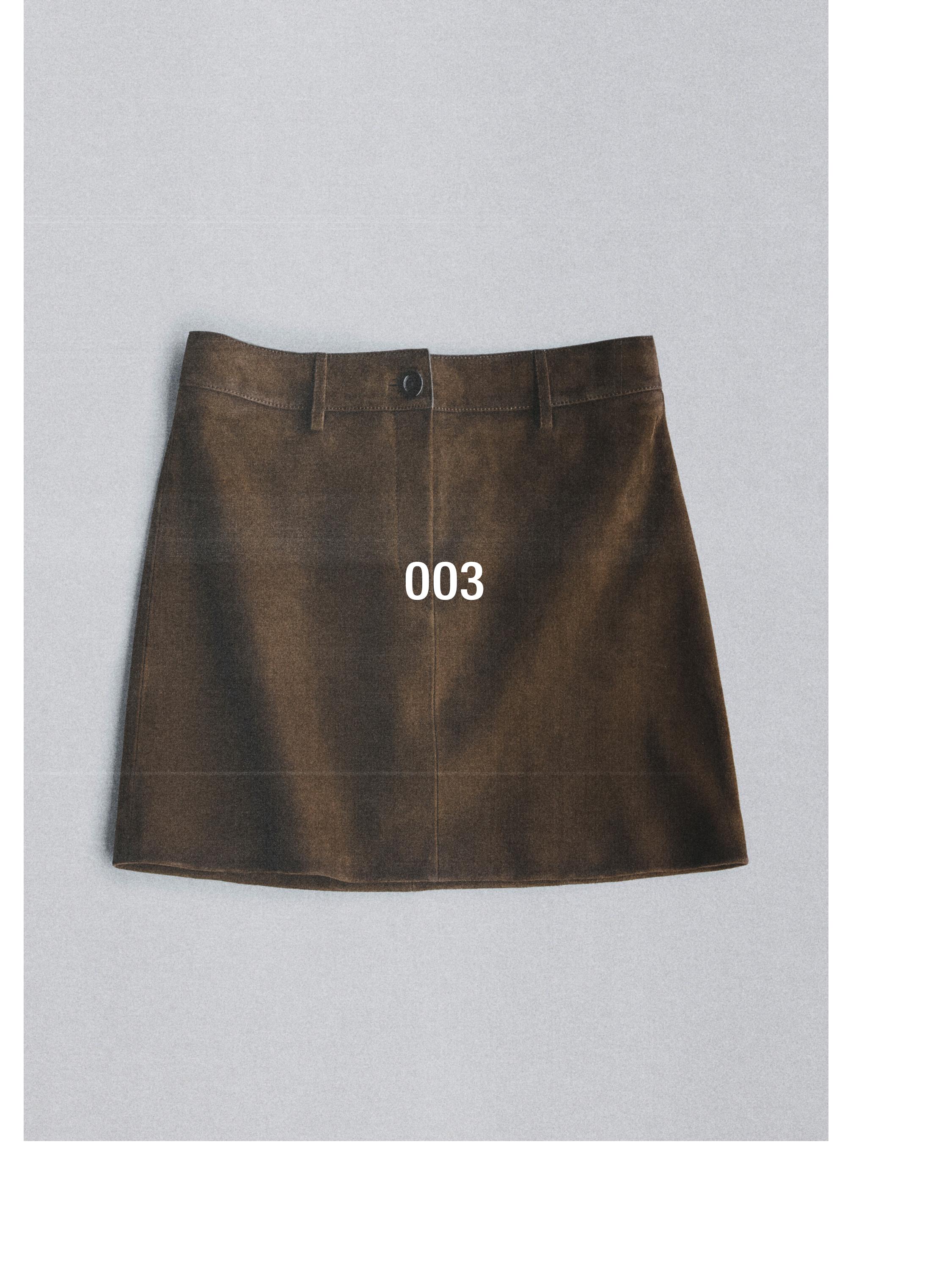 Suede leather mini skirt