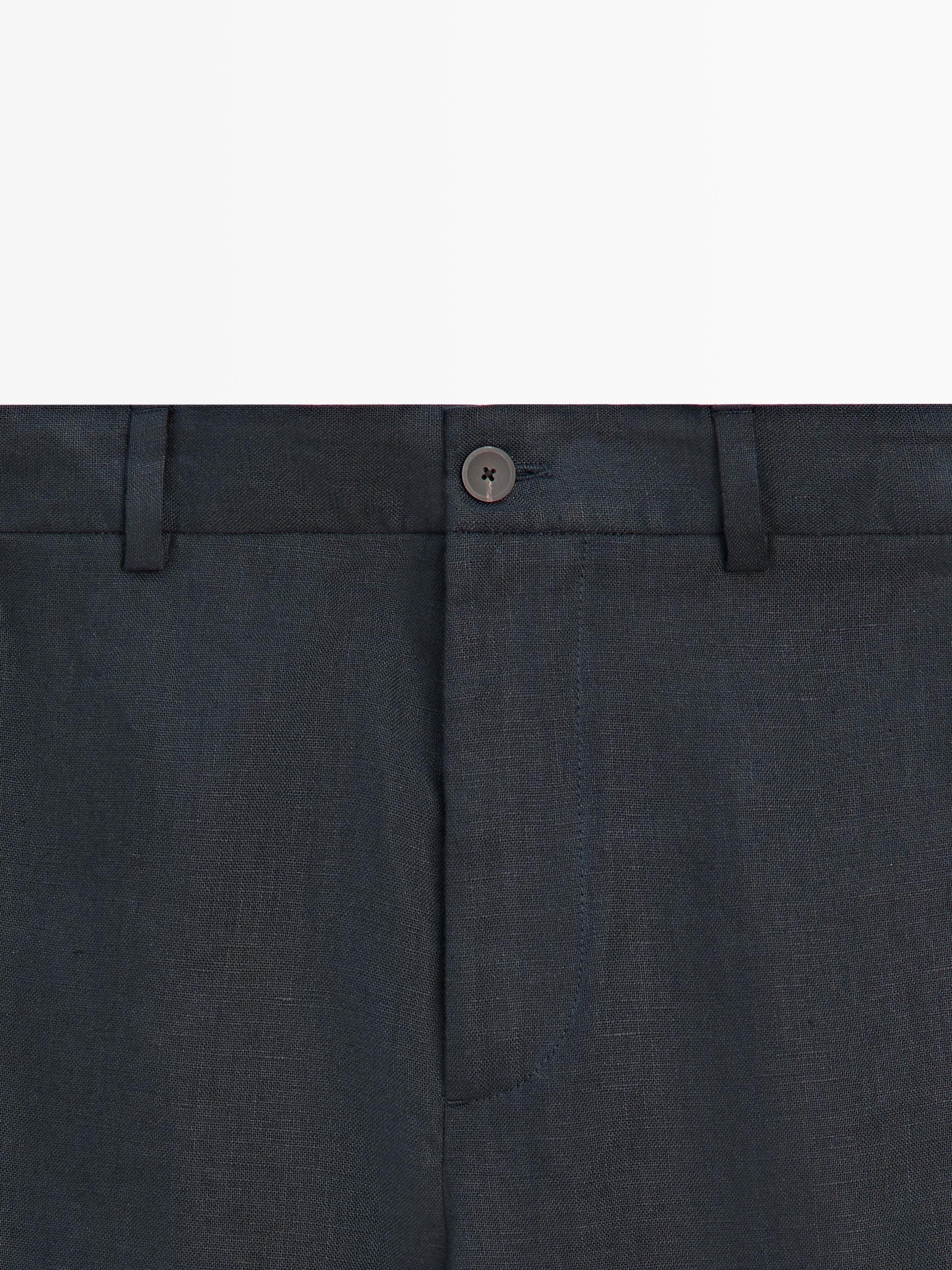 Lightweight 100% linen trousers — NAVY BLUE