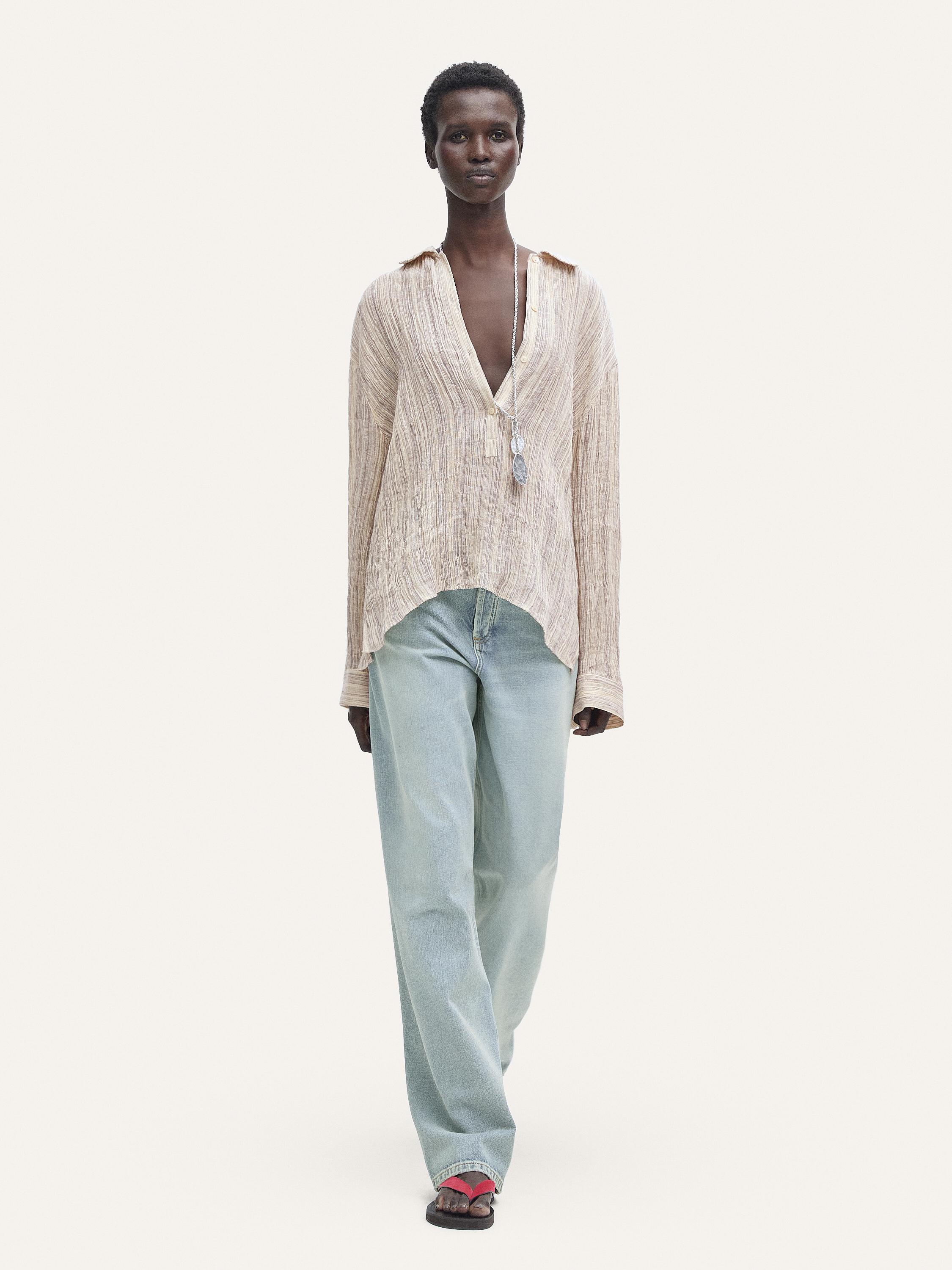 Flowing rustic textured blouse