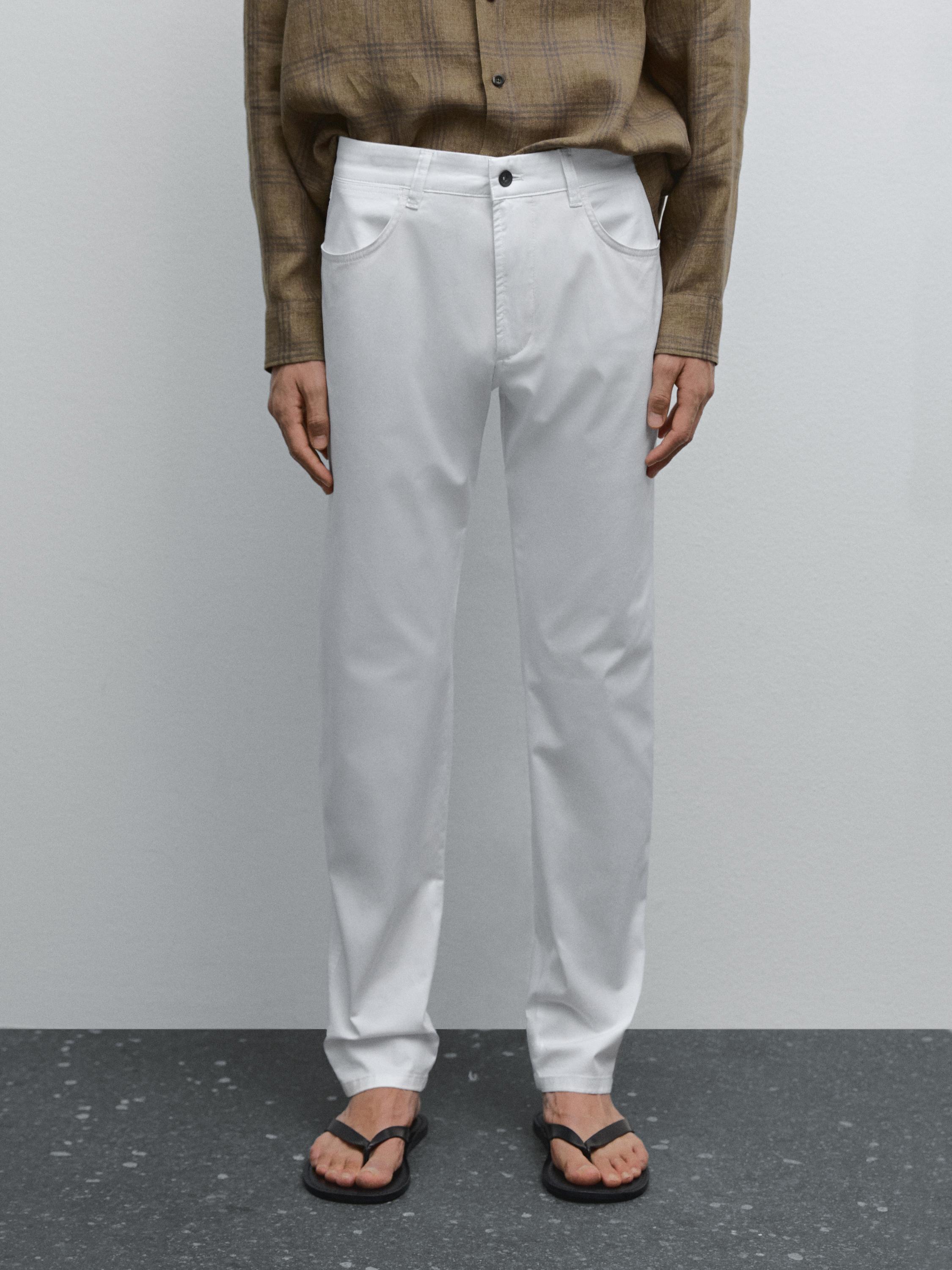 Slim fit lightweight textured trousers
