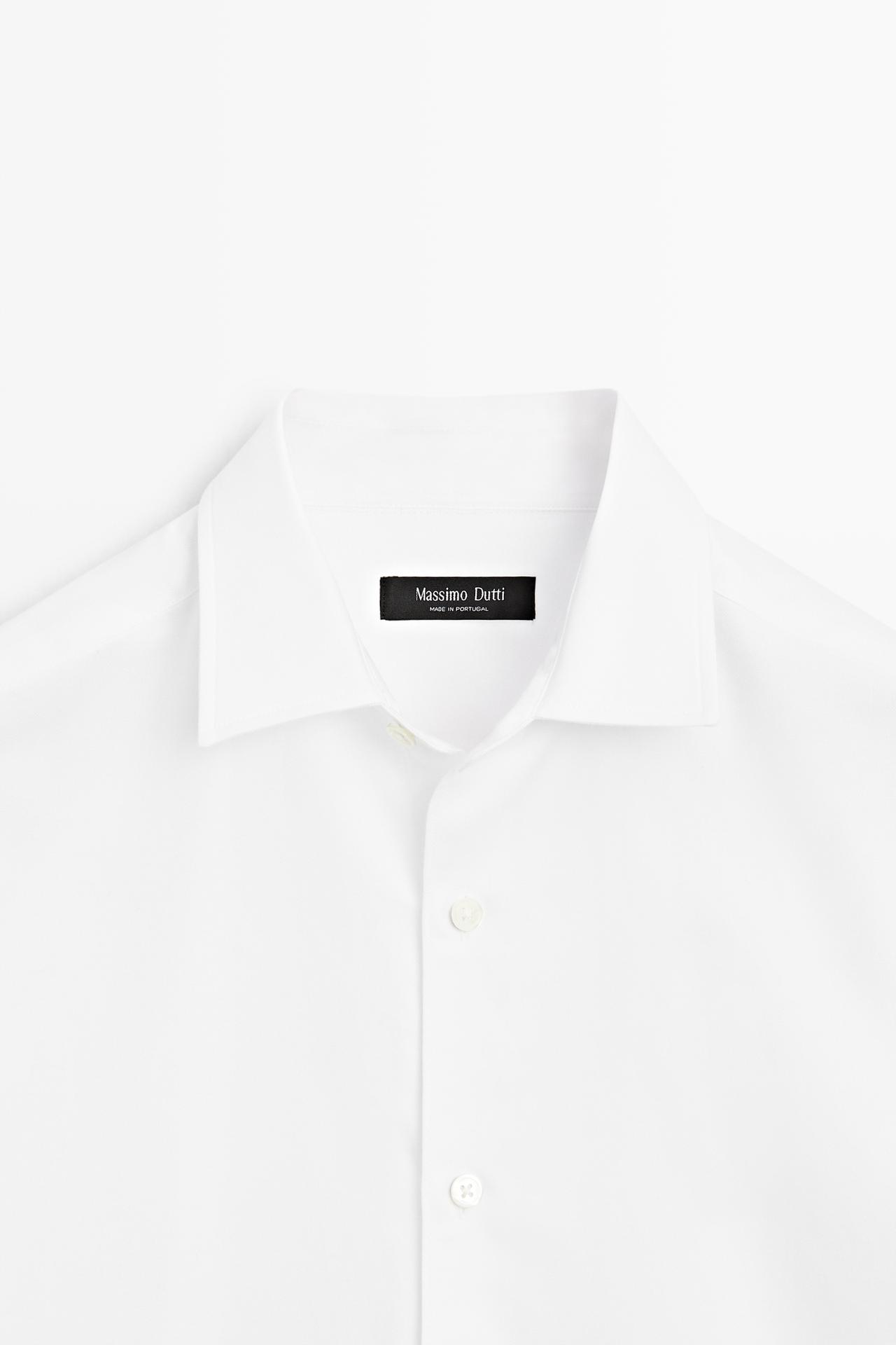 100% cotton twill regular fit shirt — WHITE