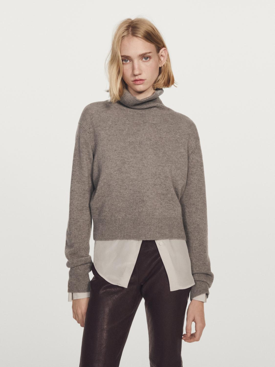 100% cashmere short knit sweater