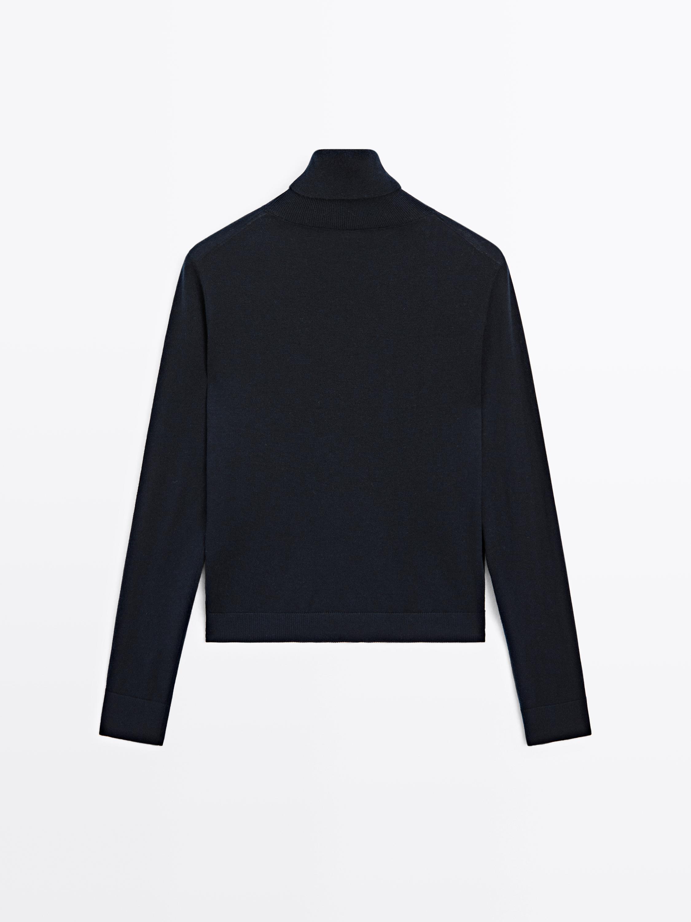 High neck wool blend sweater