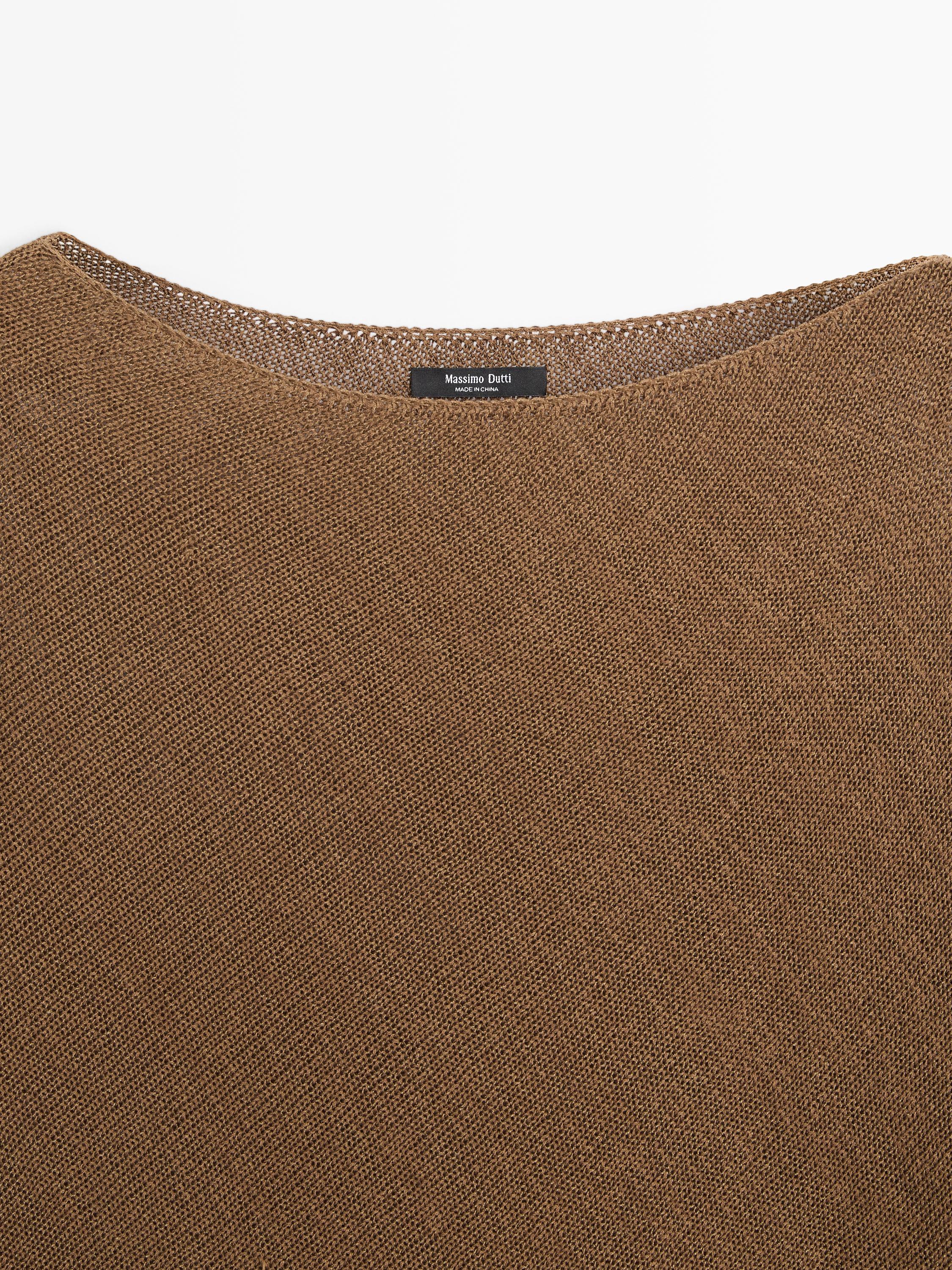 Asymmetric knit cape sweater — Tobacco brown