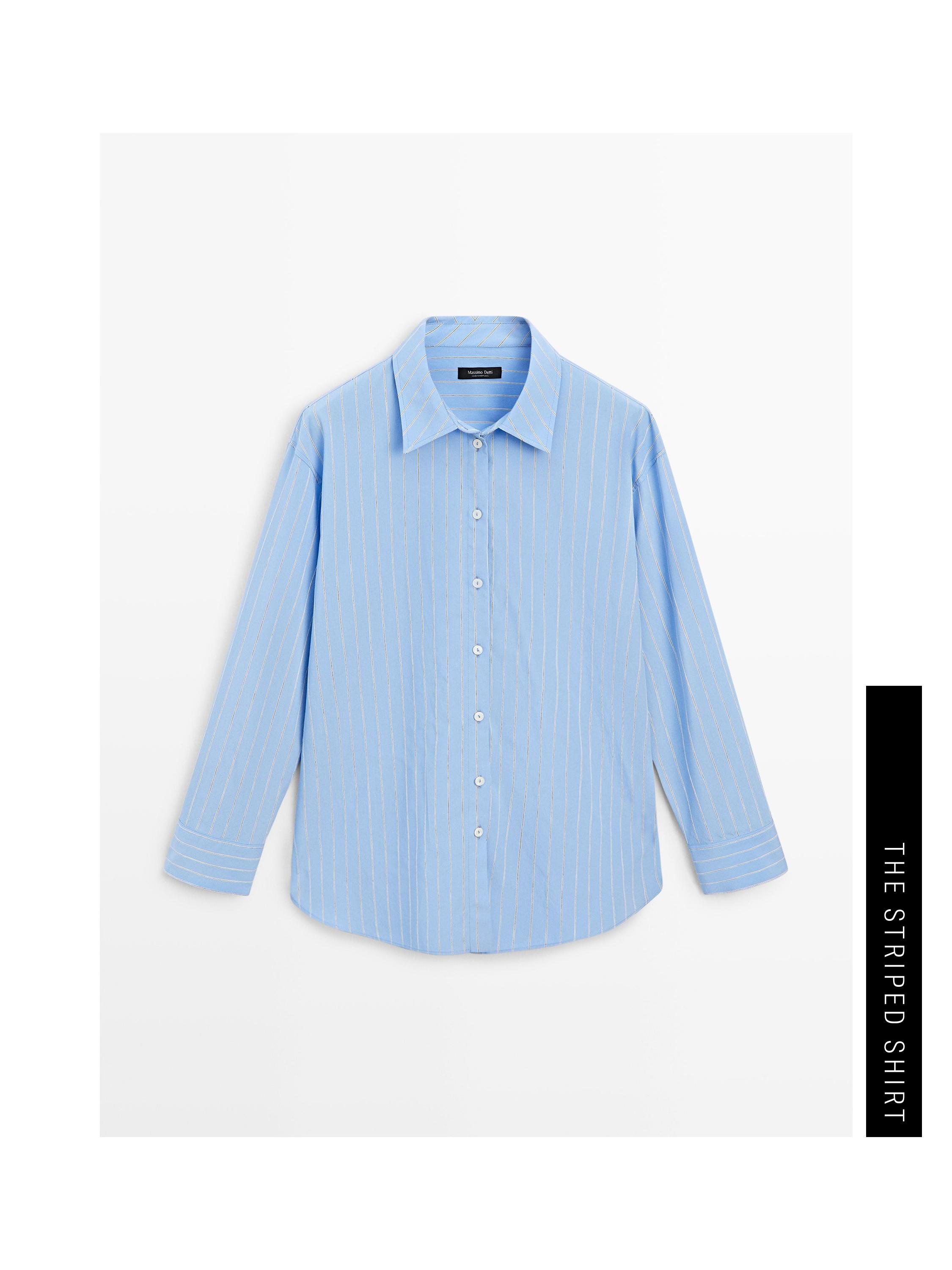 Striped loose-fitting shirt — BLUE