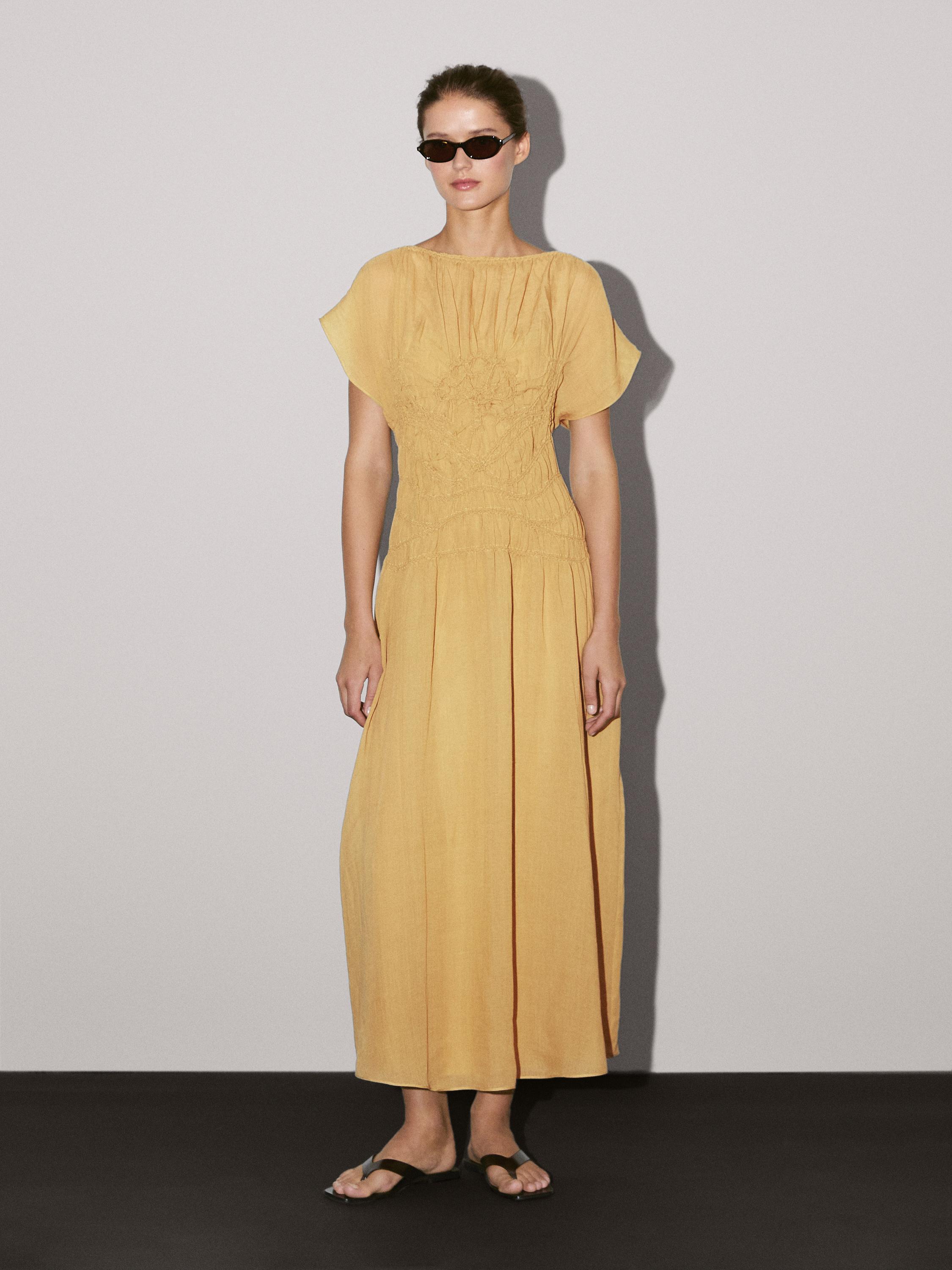 Midi dress with embroidered detail