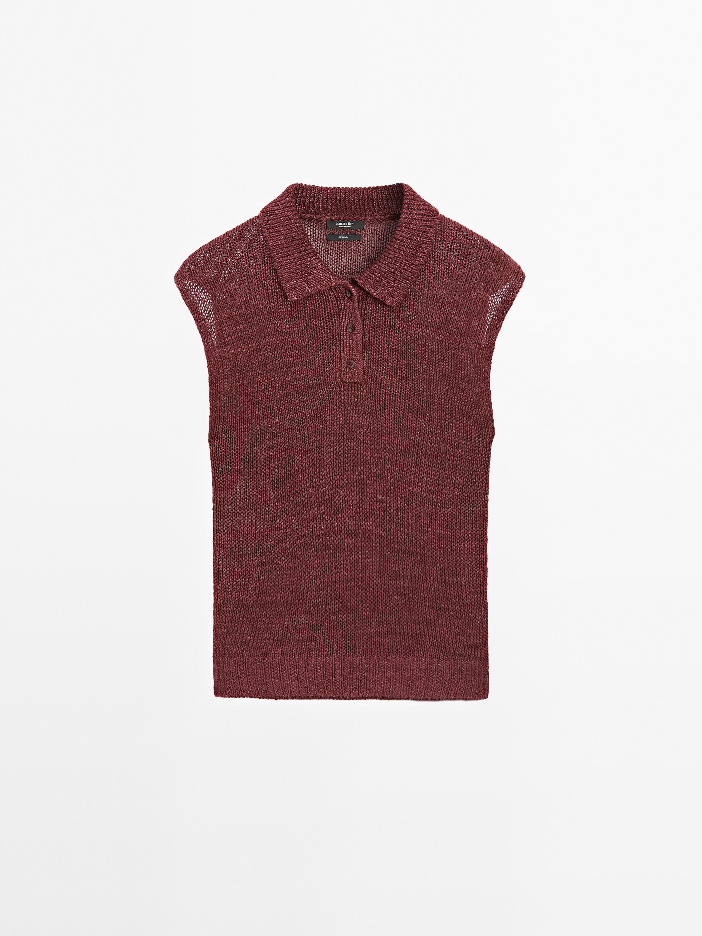 100% linen faded-effect knit top