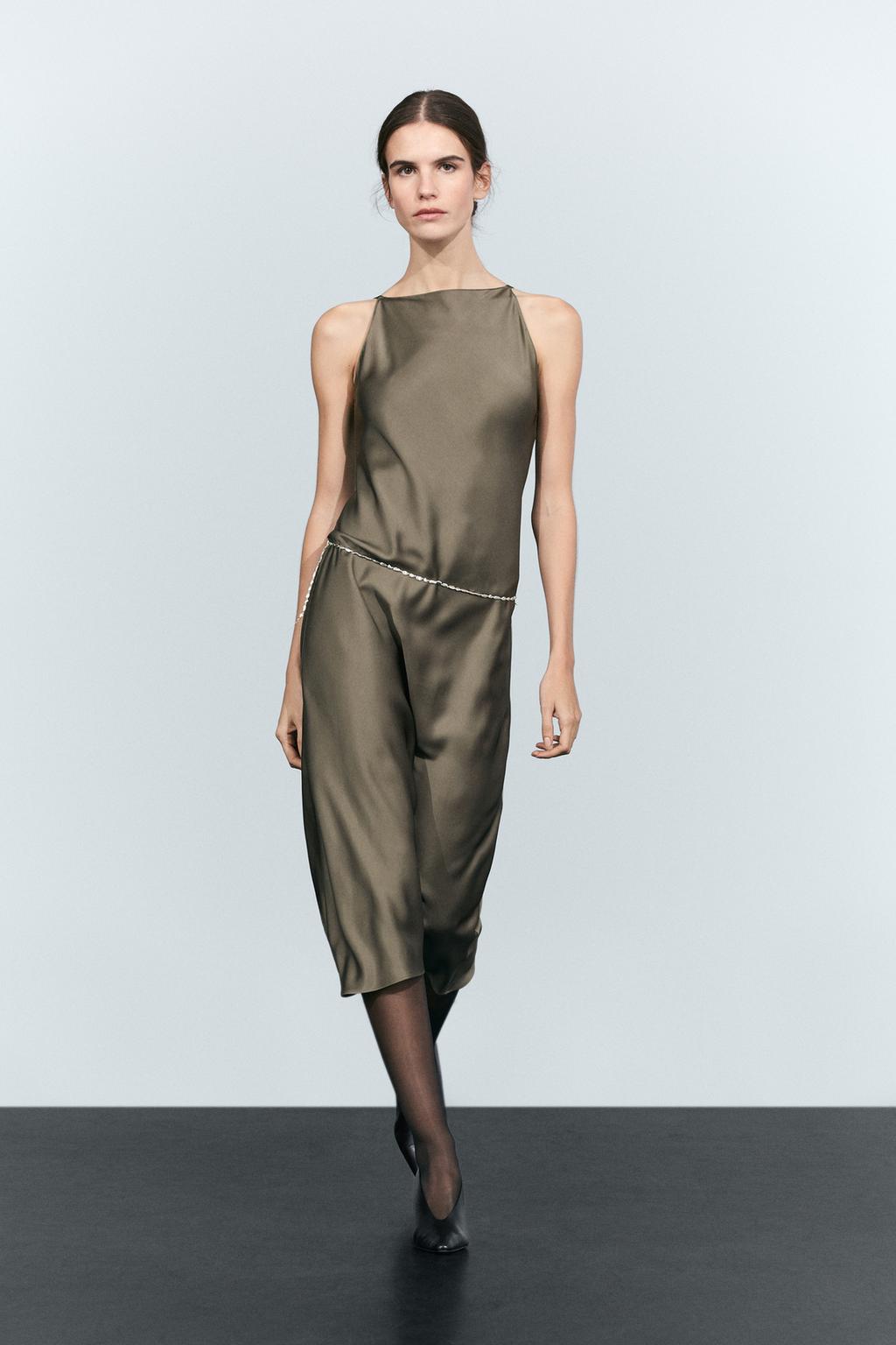 Satin flowing midi dress
