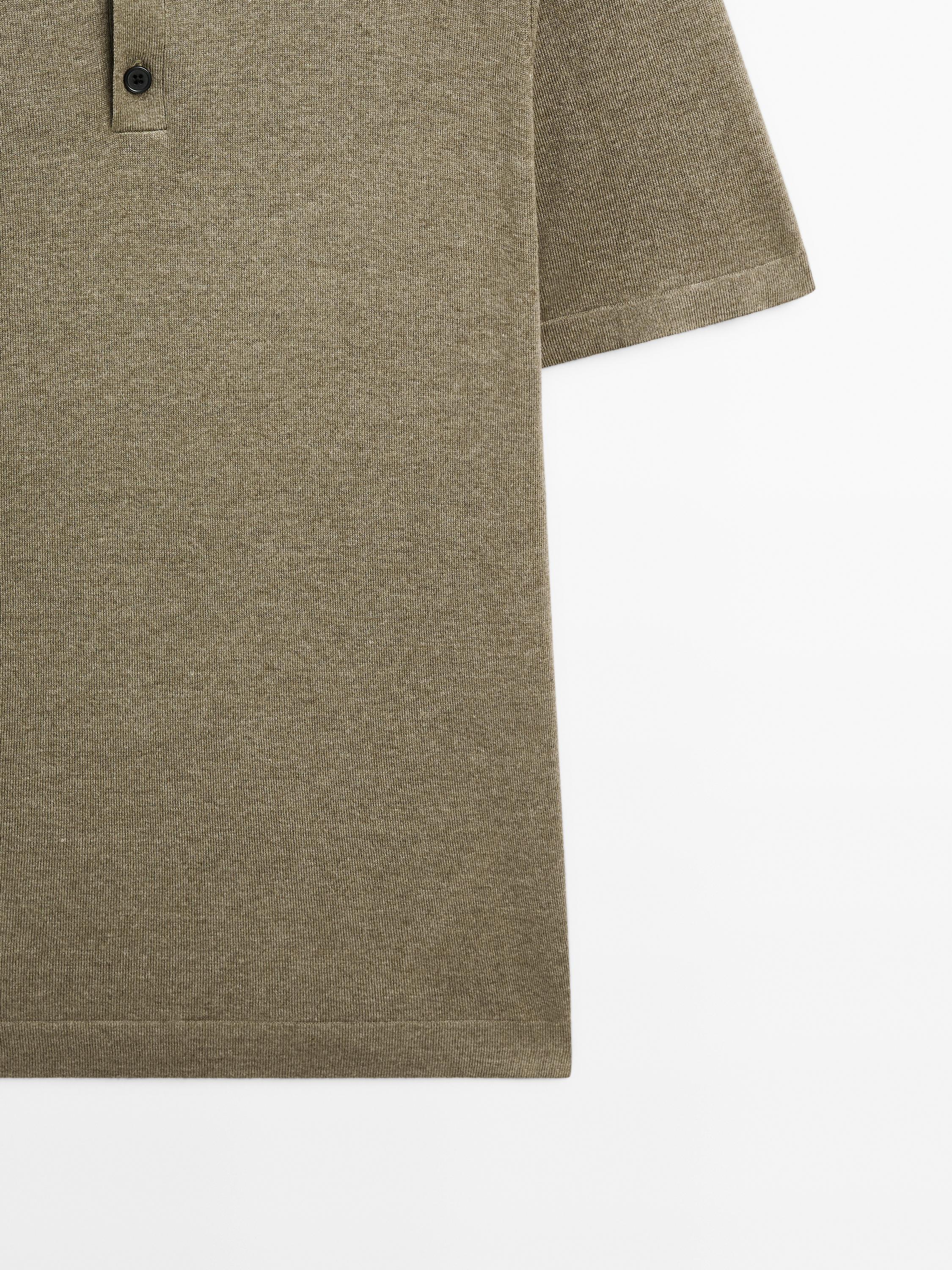 Cotton blend knit polo shirt