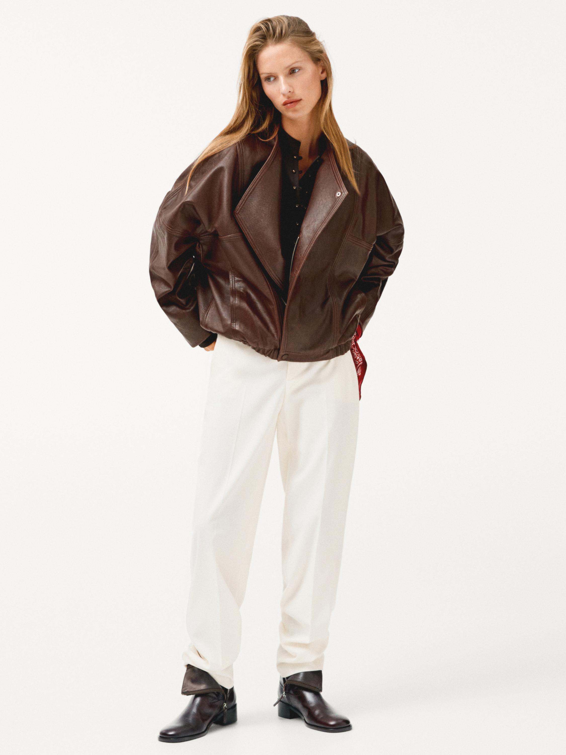 Straight-leg linen blend trousers — WHITE