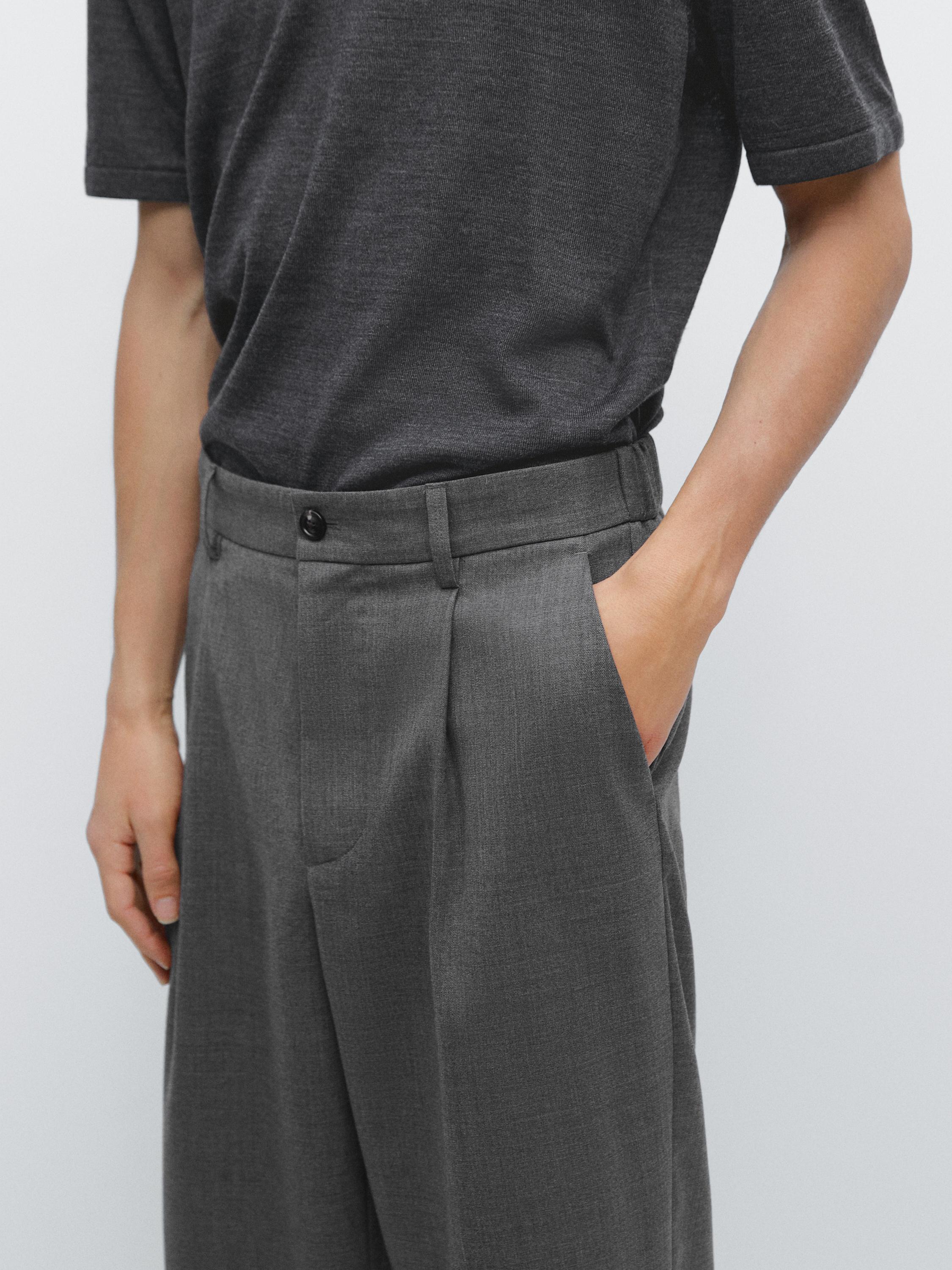 Relaxed fit pensli cold wool yün pantolon