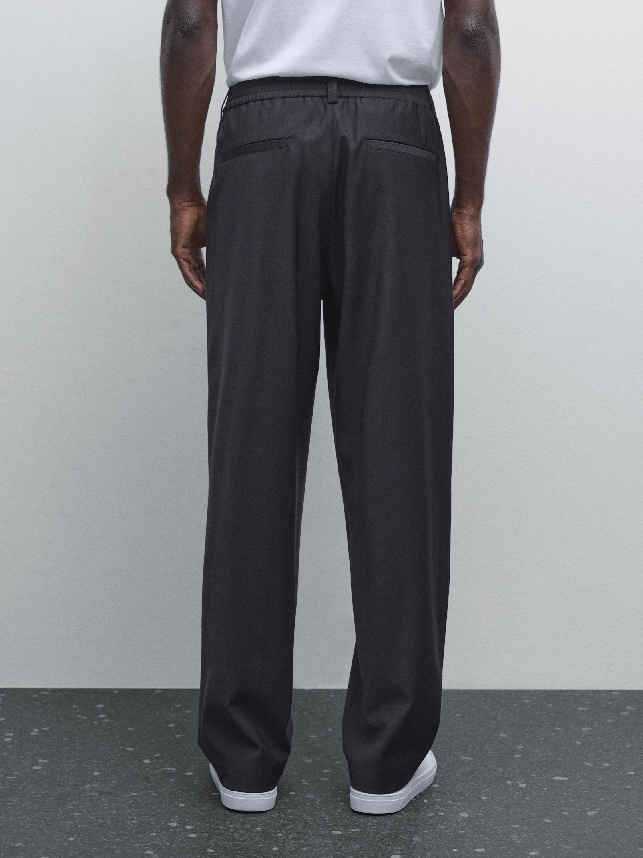 Wool blend jogger fit trousers