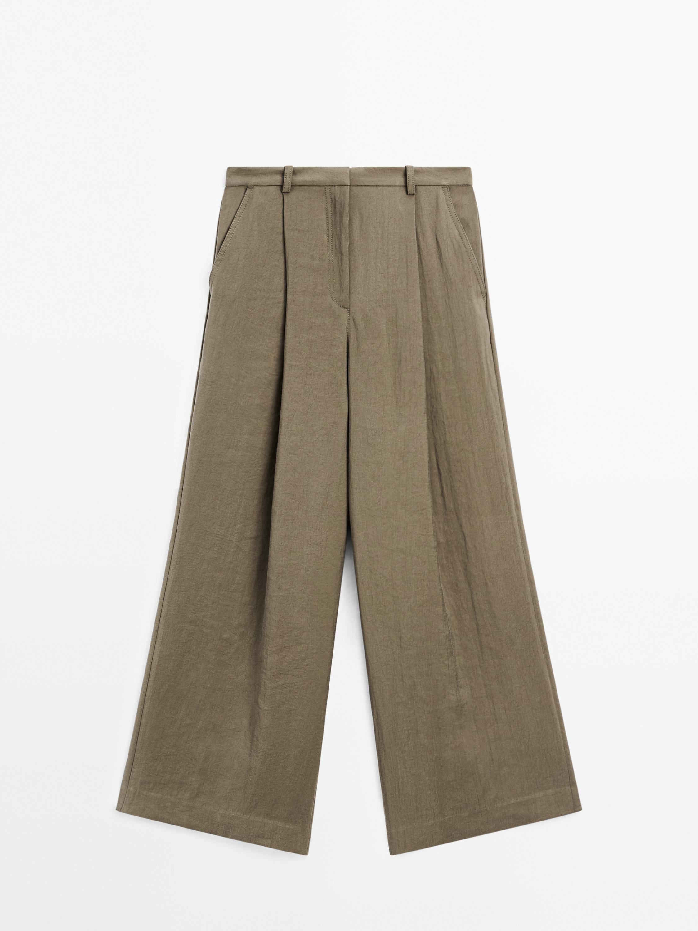 Wide-leg cropped trousers with darts