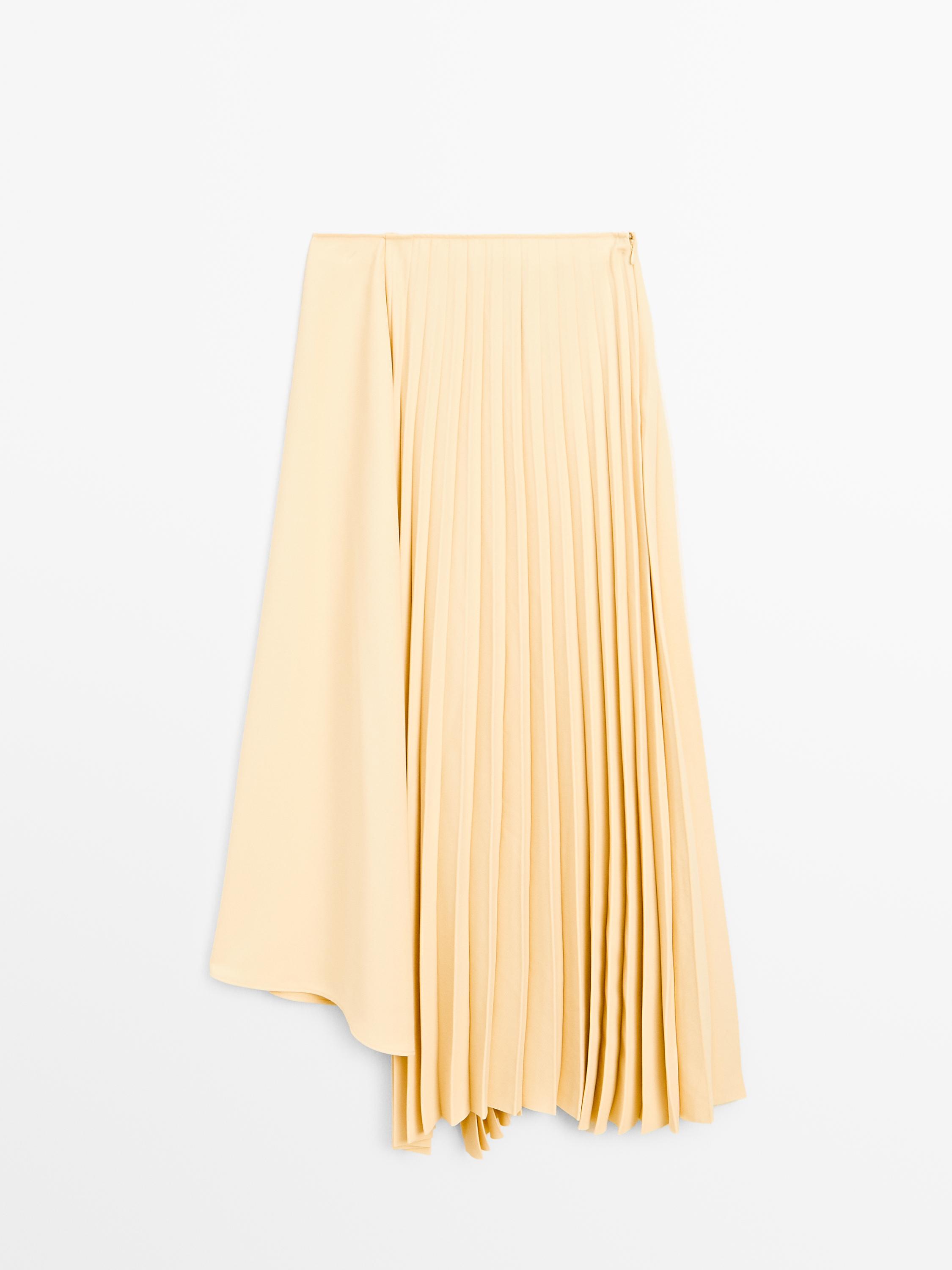 Denim midi skirt with plank detail