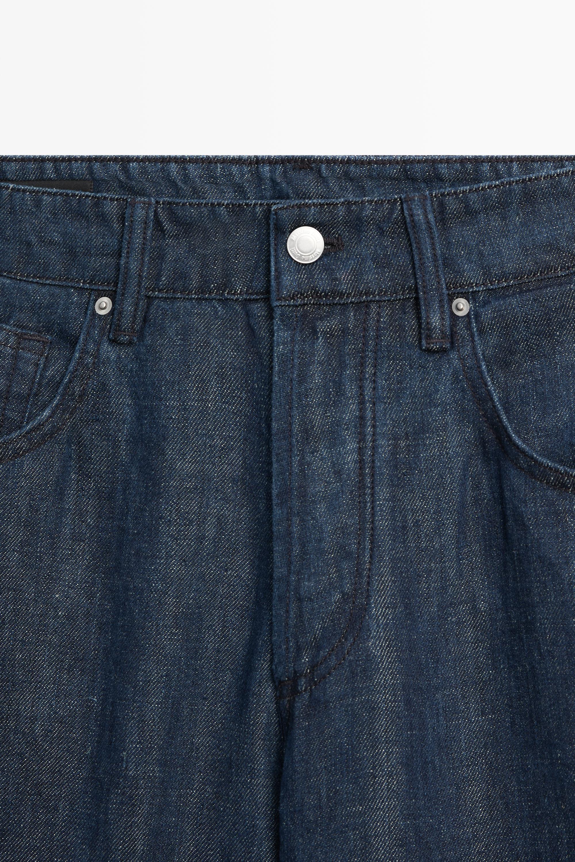 100% linen wide-leg jeans — Light Blue