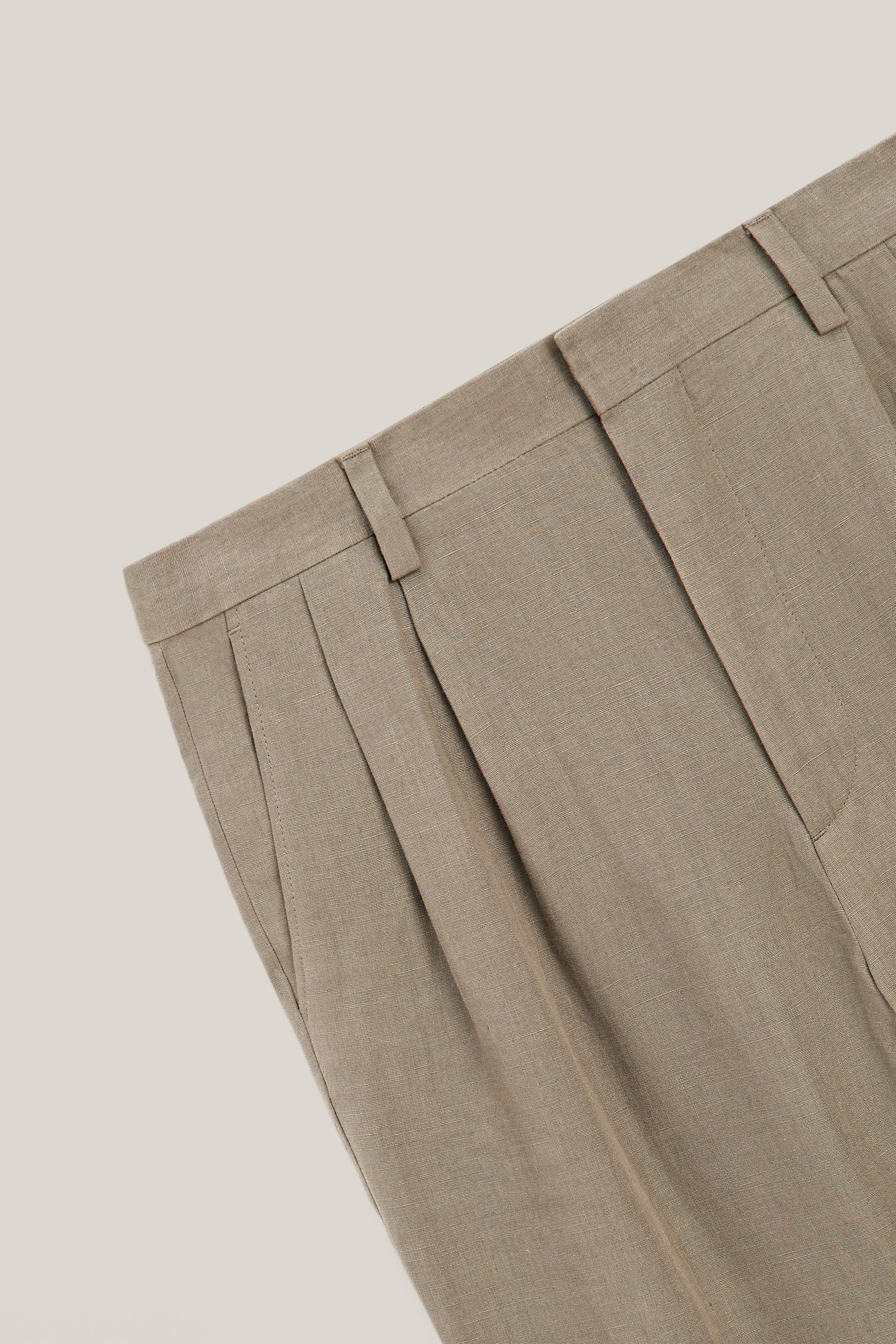 Linen trousers with double darts - LIMITED EDITION — KHAKI