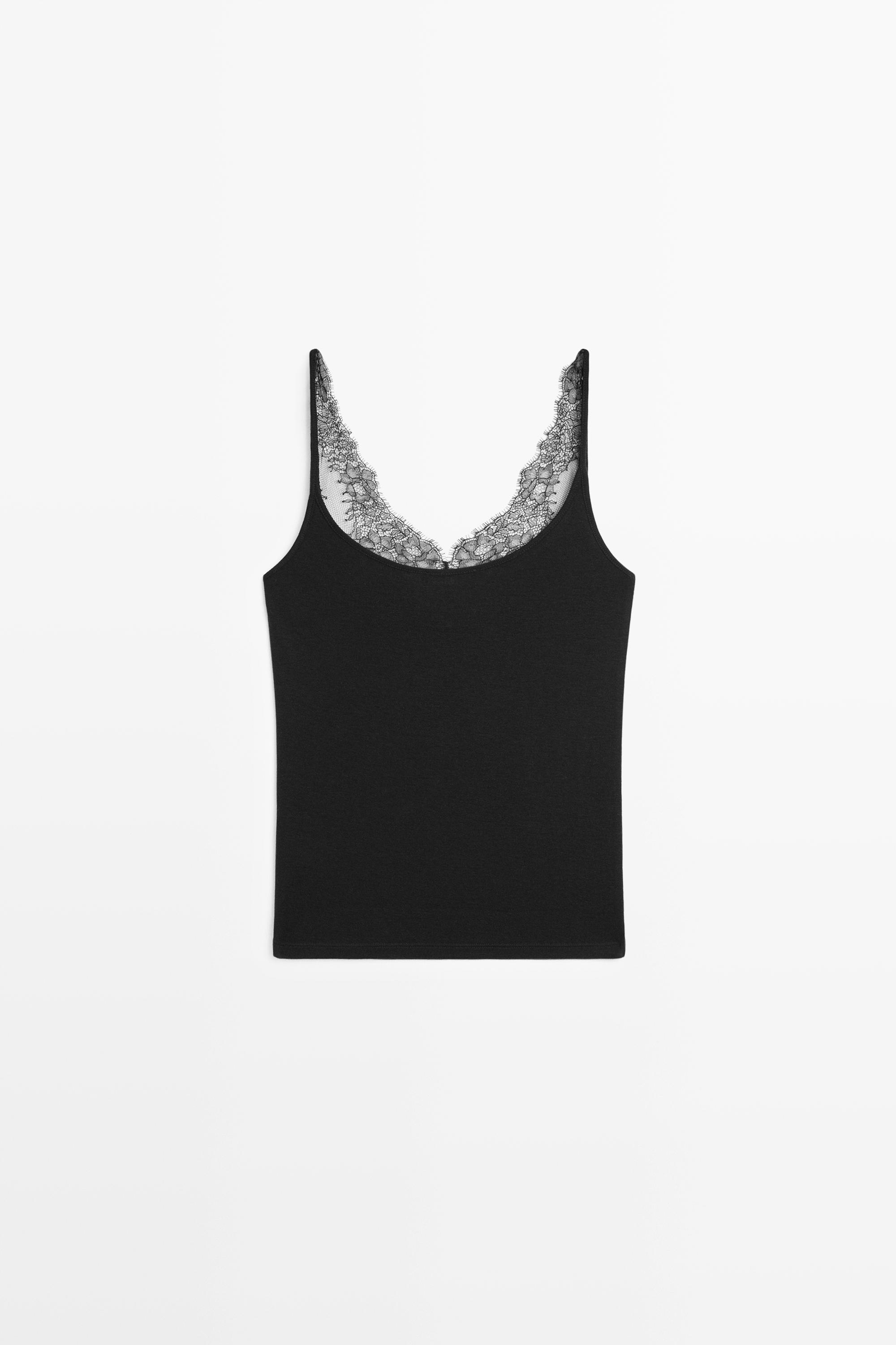 Strappy lace-trimmed camisole top