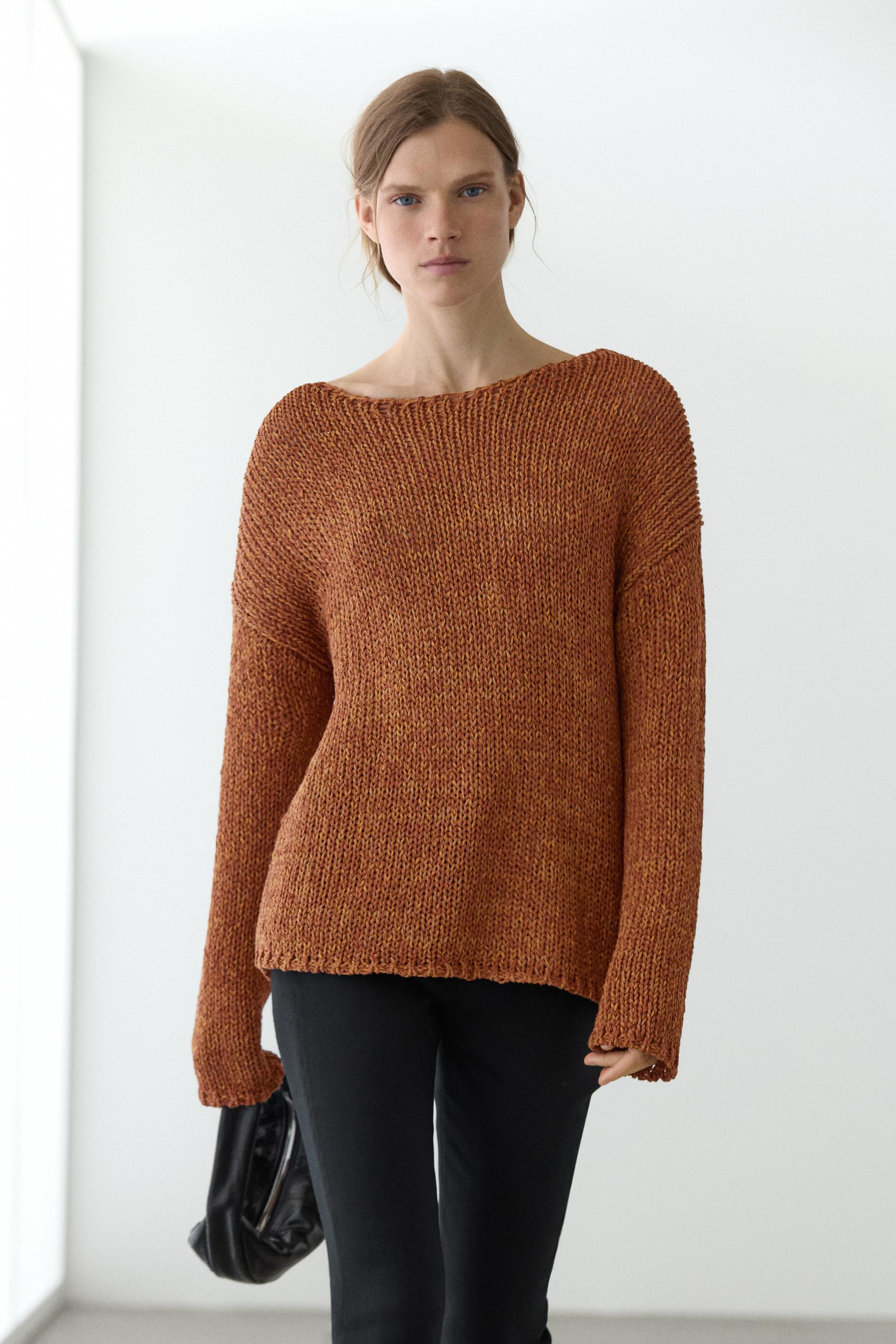Cotton blend cutwork sweater