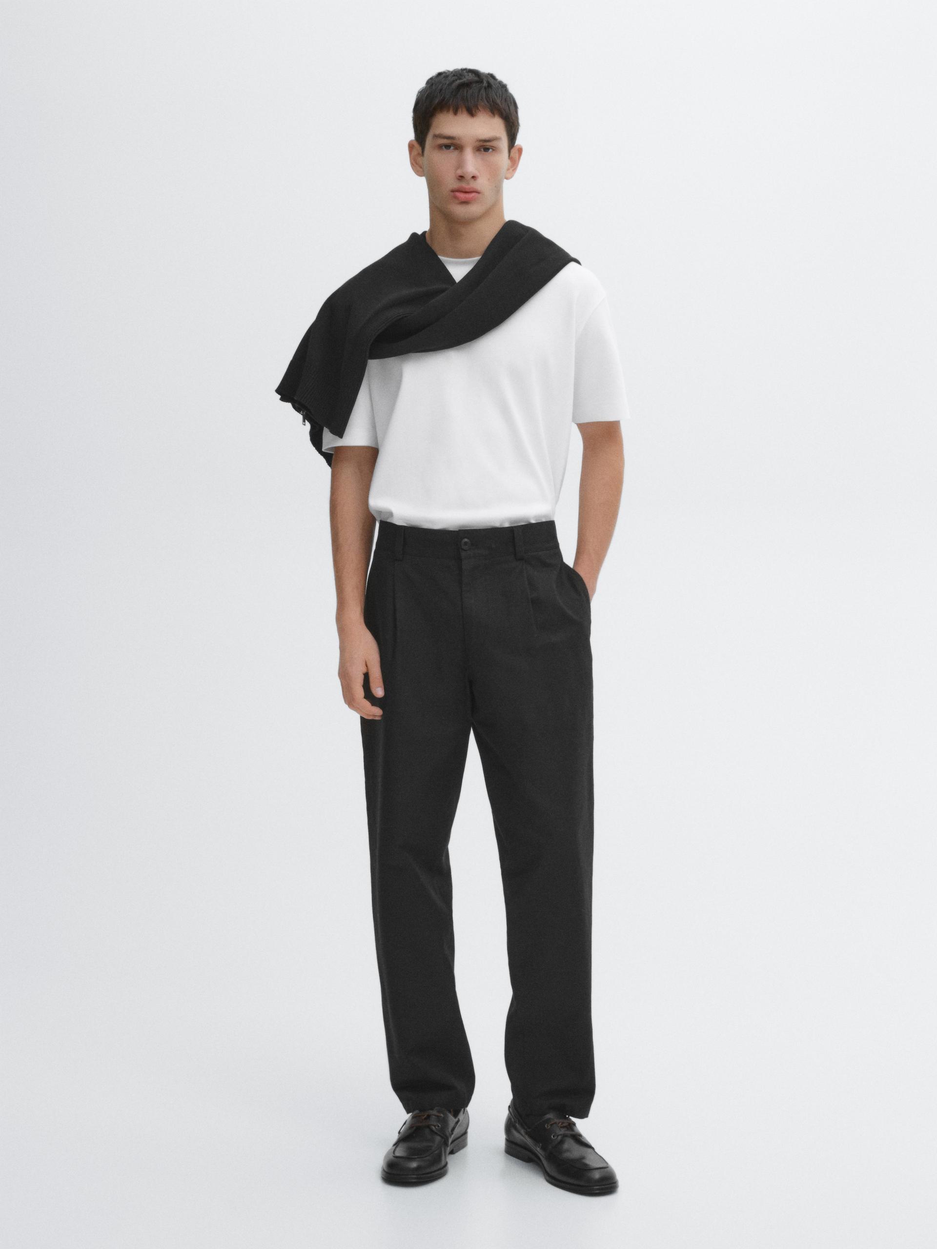 T-Shirt À Manches Courtes Medium Weight Coton - Blanc - S - Massimo Dutti - Homme