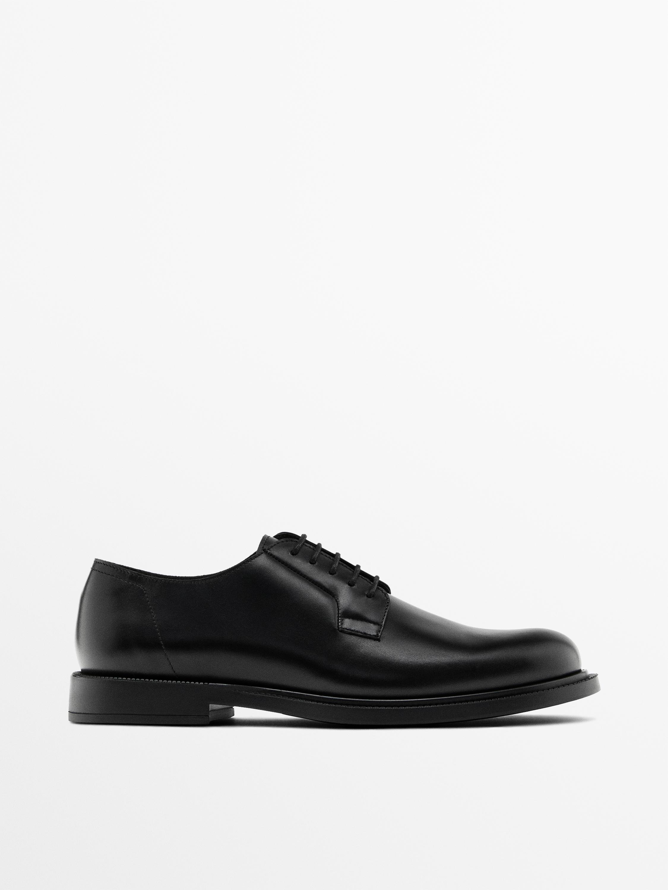 Leather derby shoes — BLACK