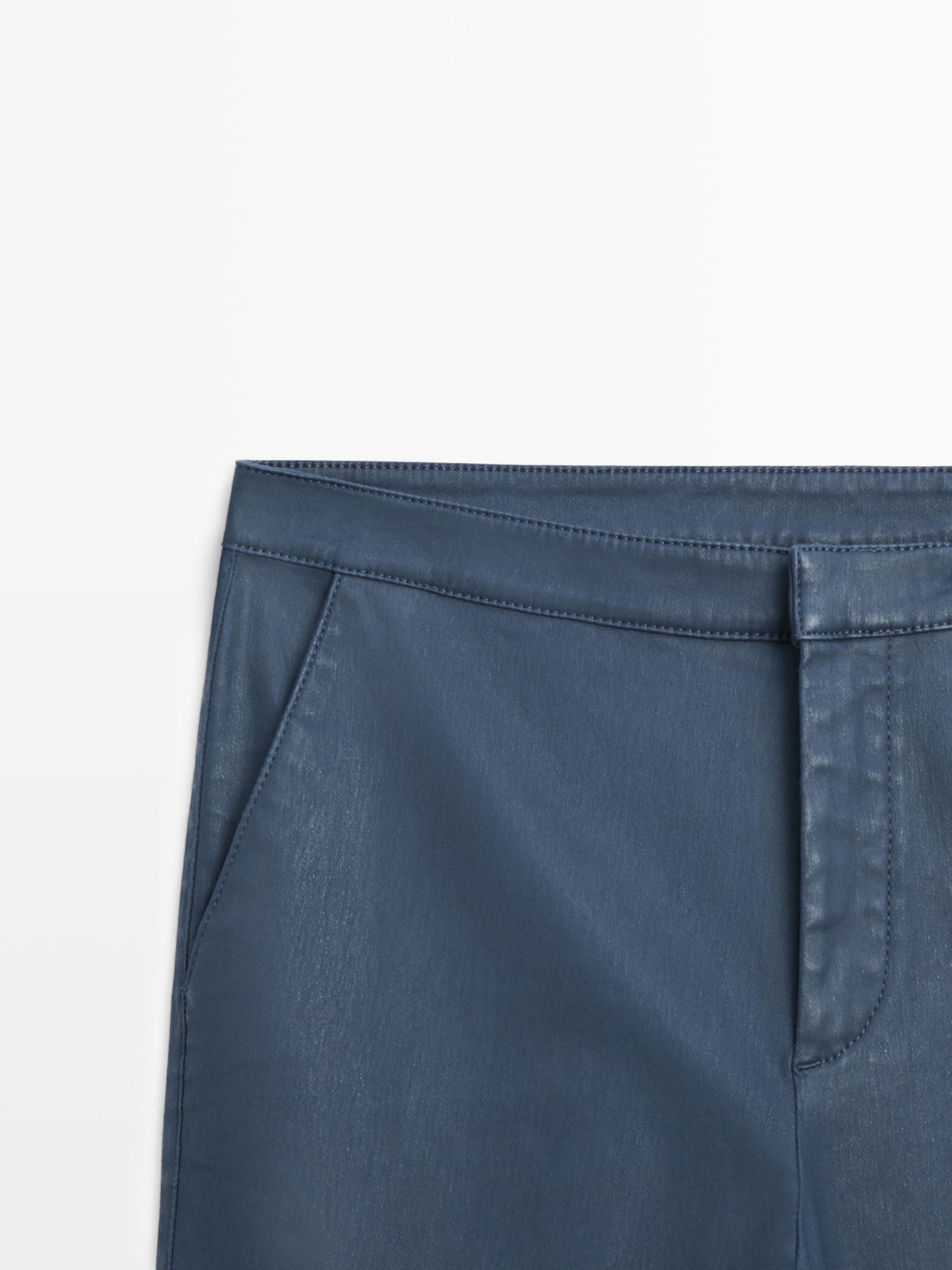 Waxed flared cropped pants — BLUISH (alternate view)