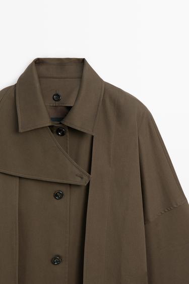Cotton Blend Trench Coat with Side Splits — MOLE BROWN 4