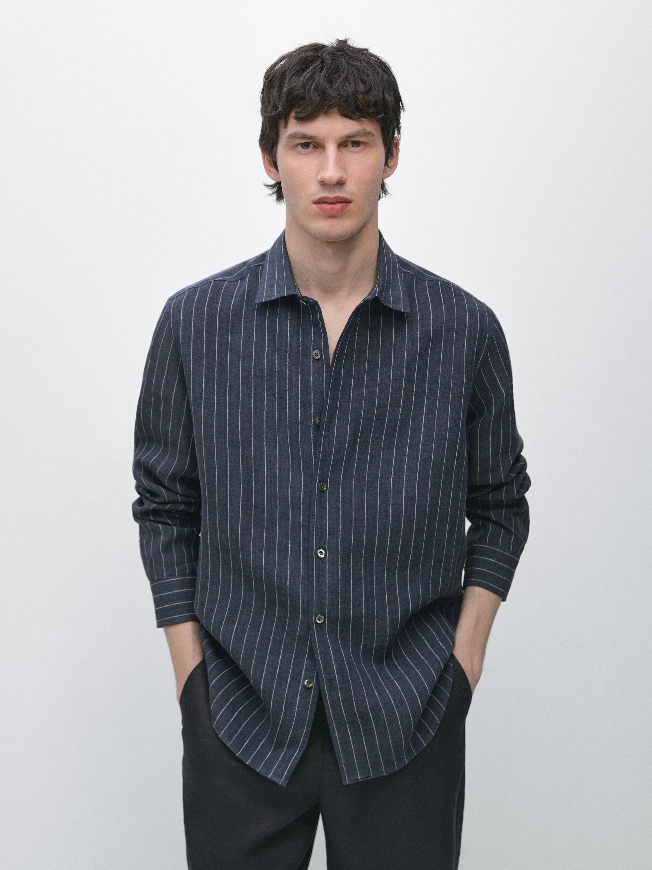 100% linen striped shirt