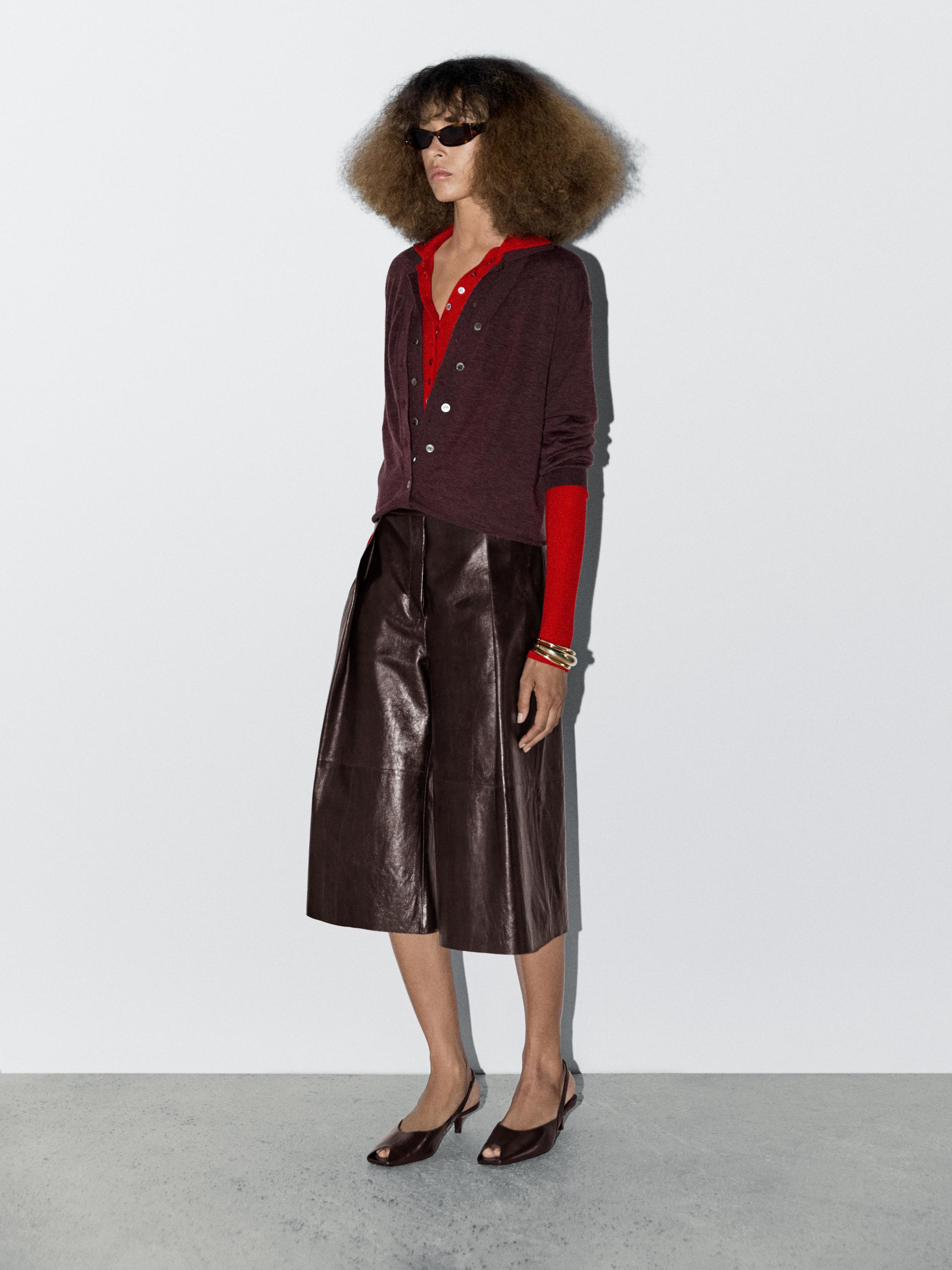 Nappa leather Bermuda shorts with darts - STUDIO