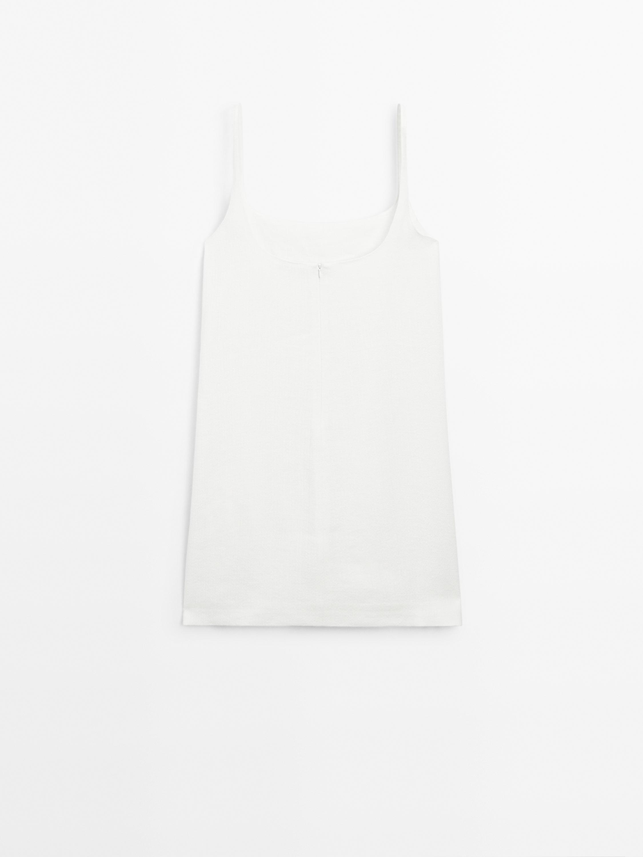 Strappy linen blend mini dress