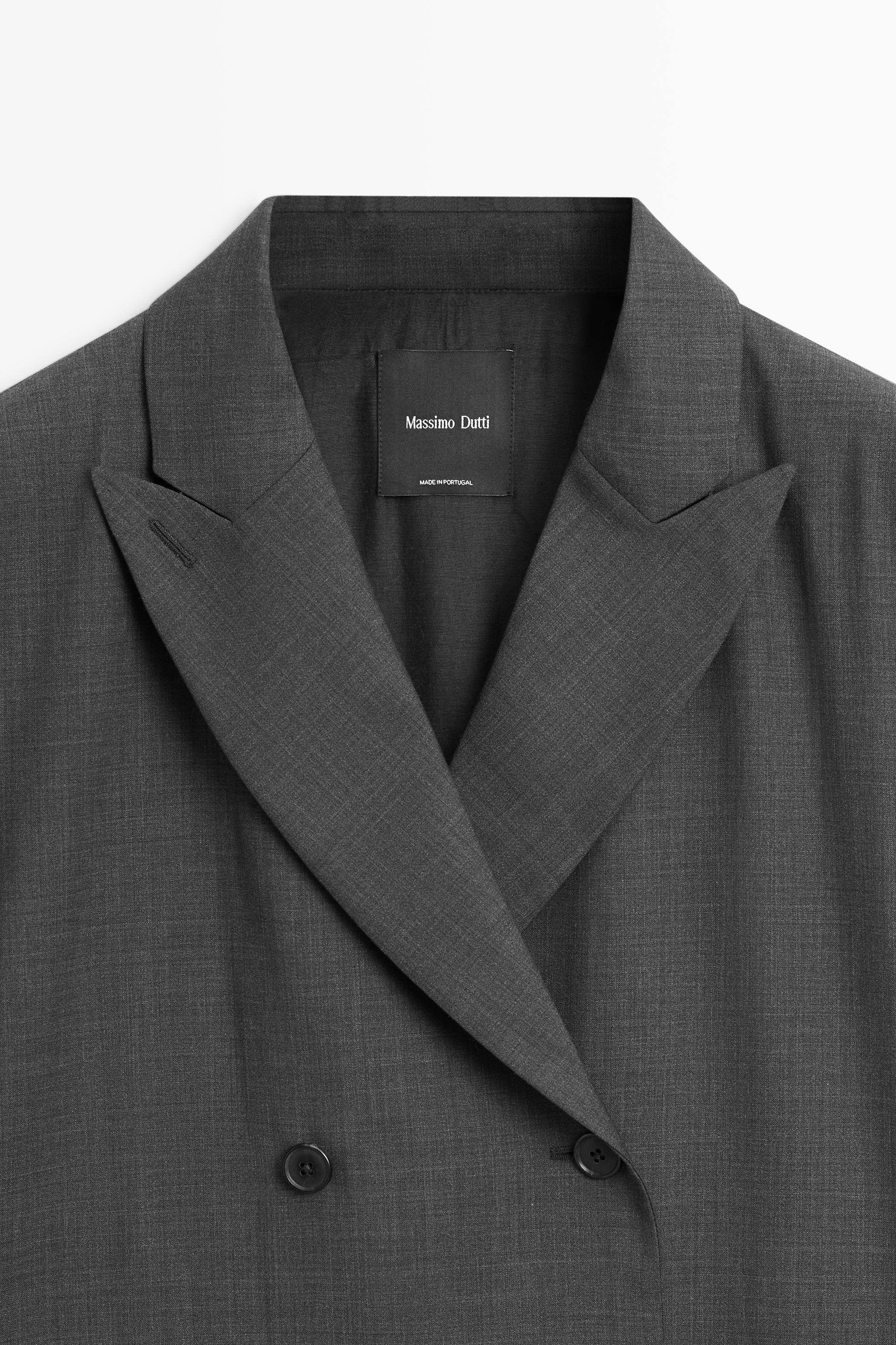 Double-breasted blazer with pocket detail — DARK GREY