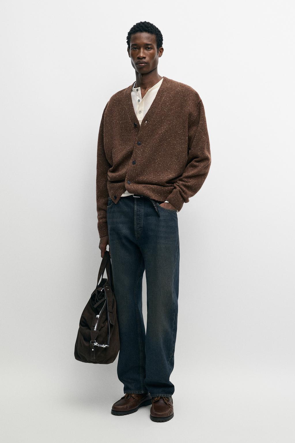 Massimo Dutti Yunlu melanj toxunma kardigan