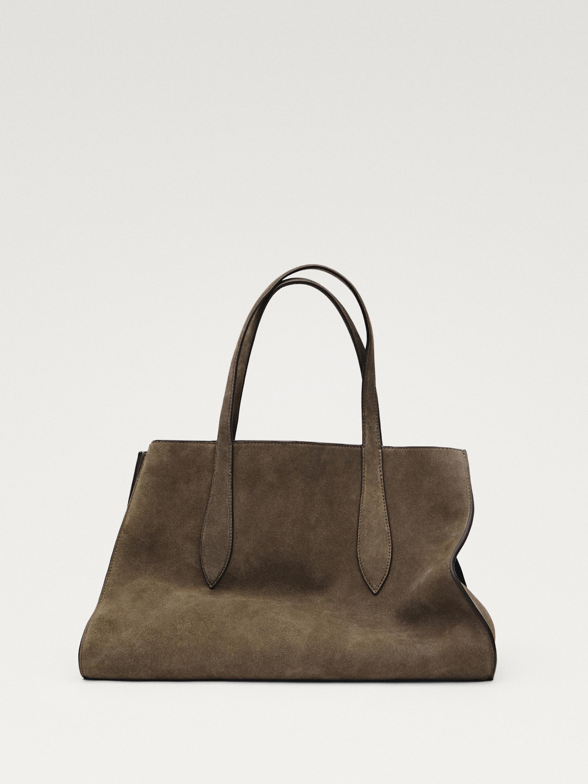 Split suede maxi tote bag