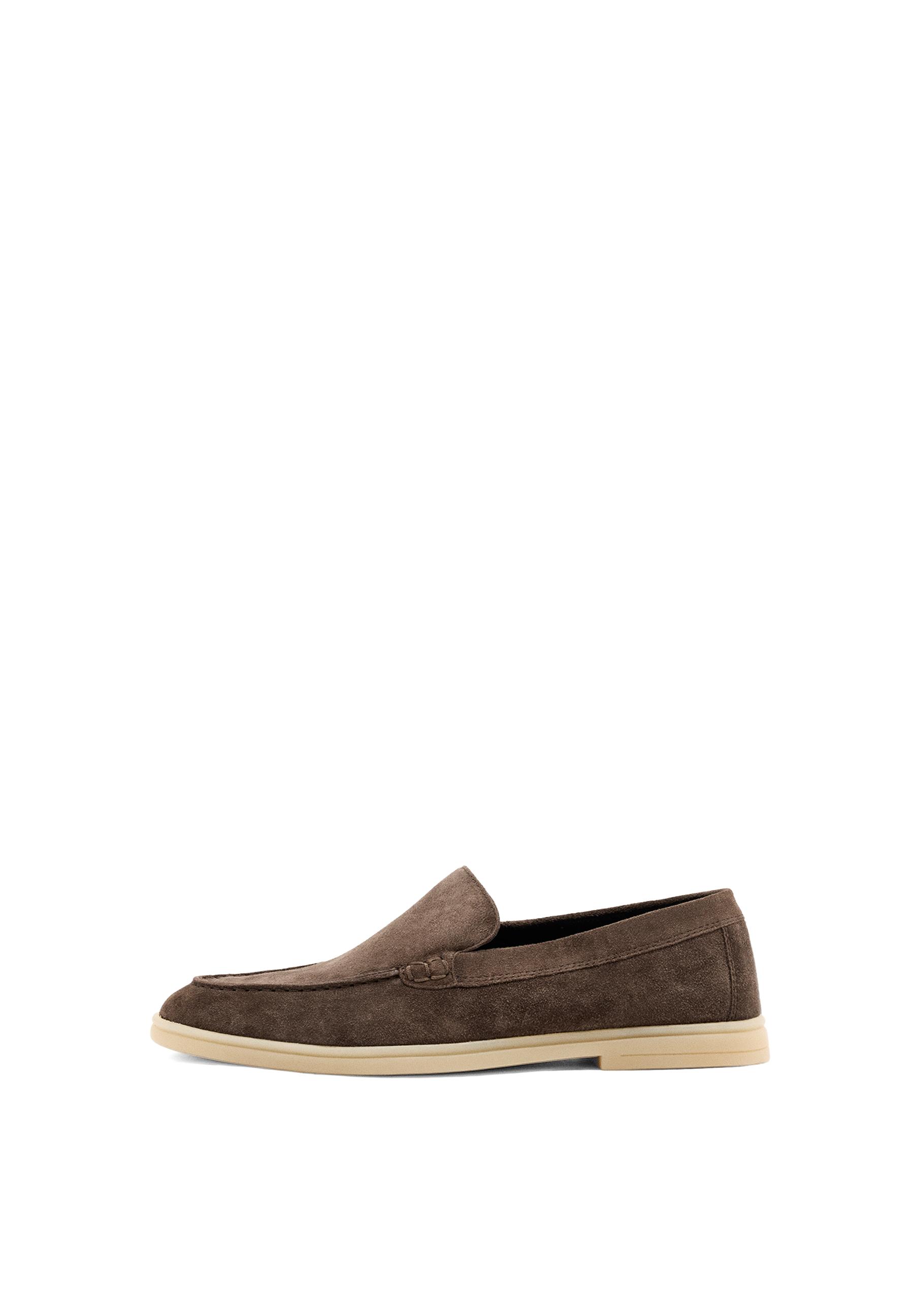 Split leather loafers — BROWN