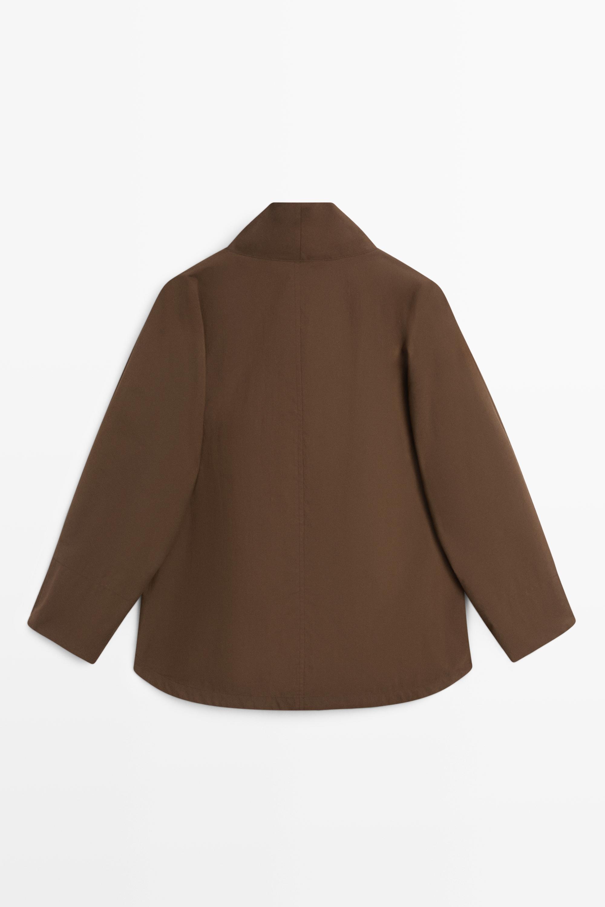 Cape jacket with collar detail — BROWN
