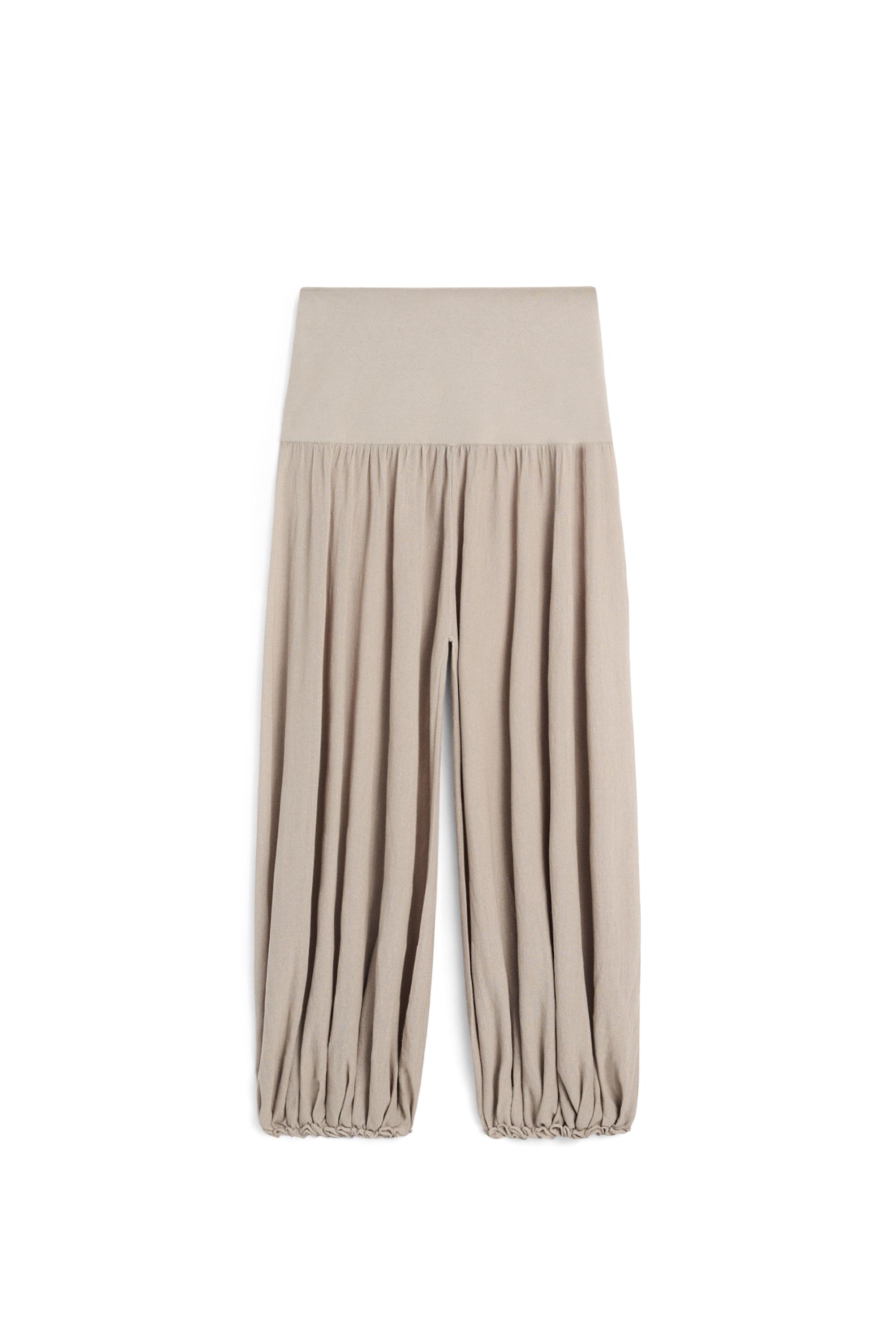 Sarouel trousers with wide waistband — NATURAL GREY