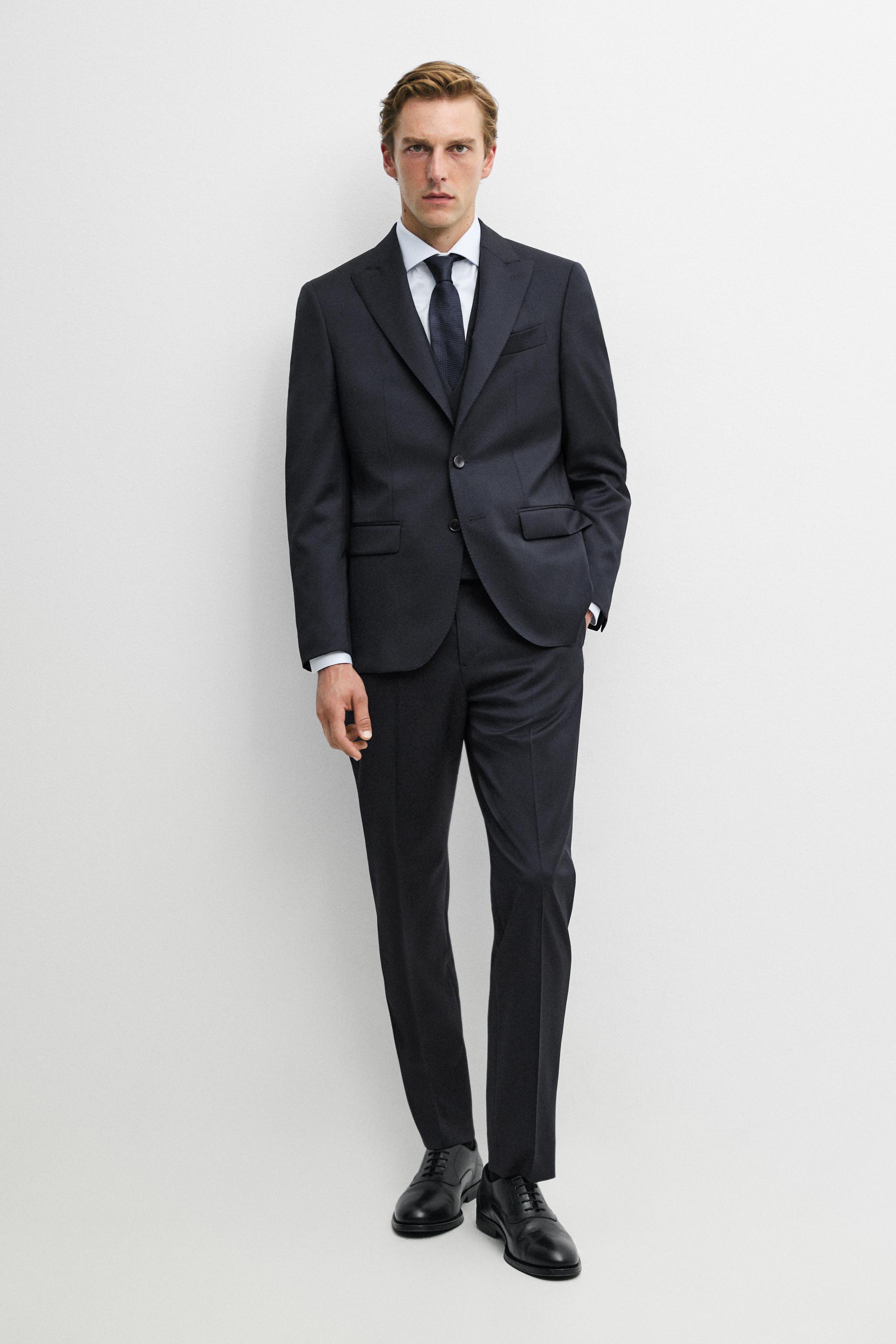 Cool wool suit waistcoat — NAVY BLUE