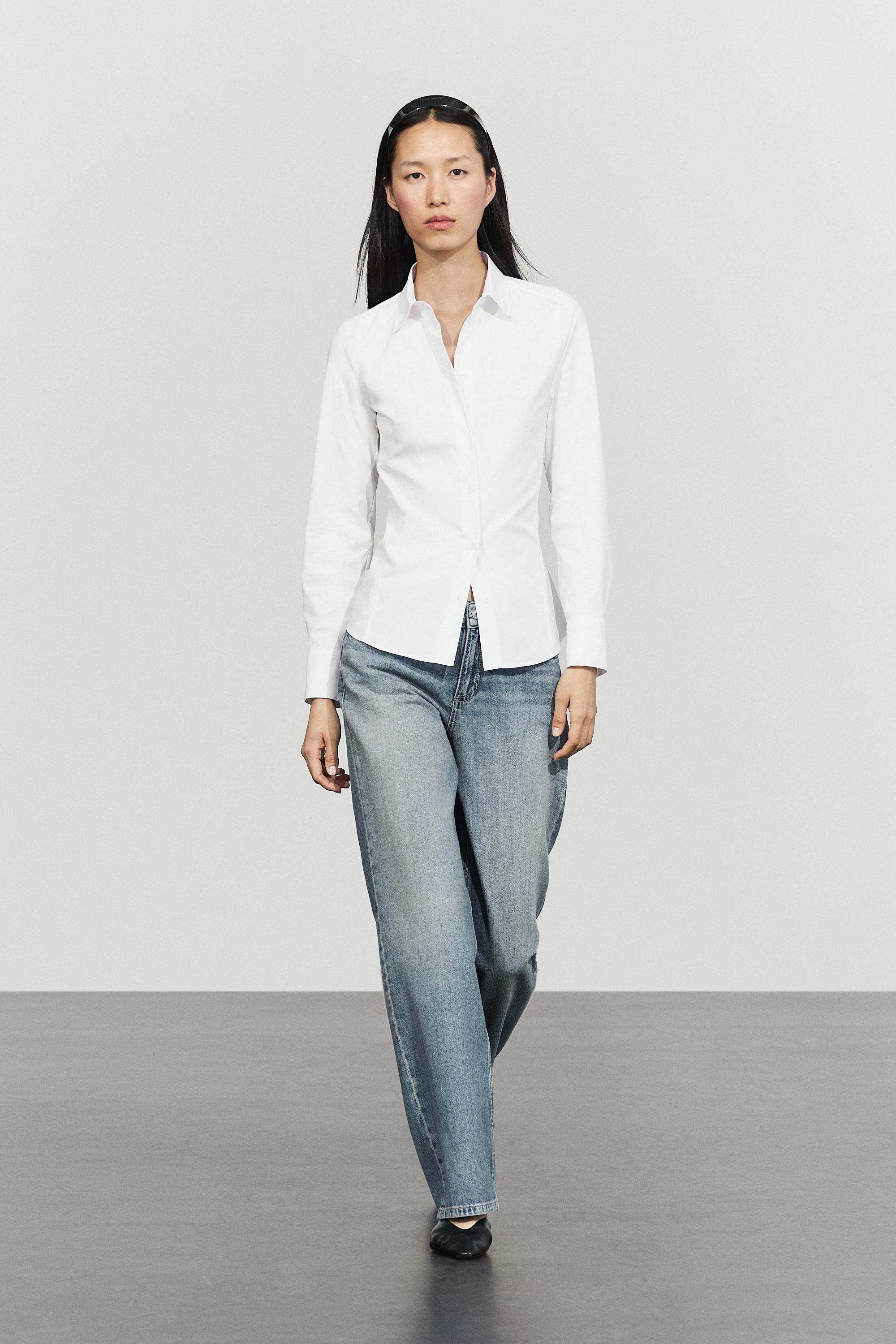 Massimo Dutti Pamuk karışımlı poplin gömlek görsel 8