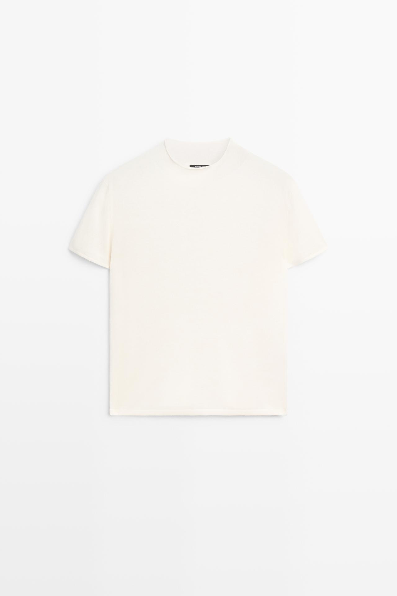 100% cotton short sleeve sweater — CREAM