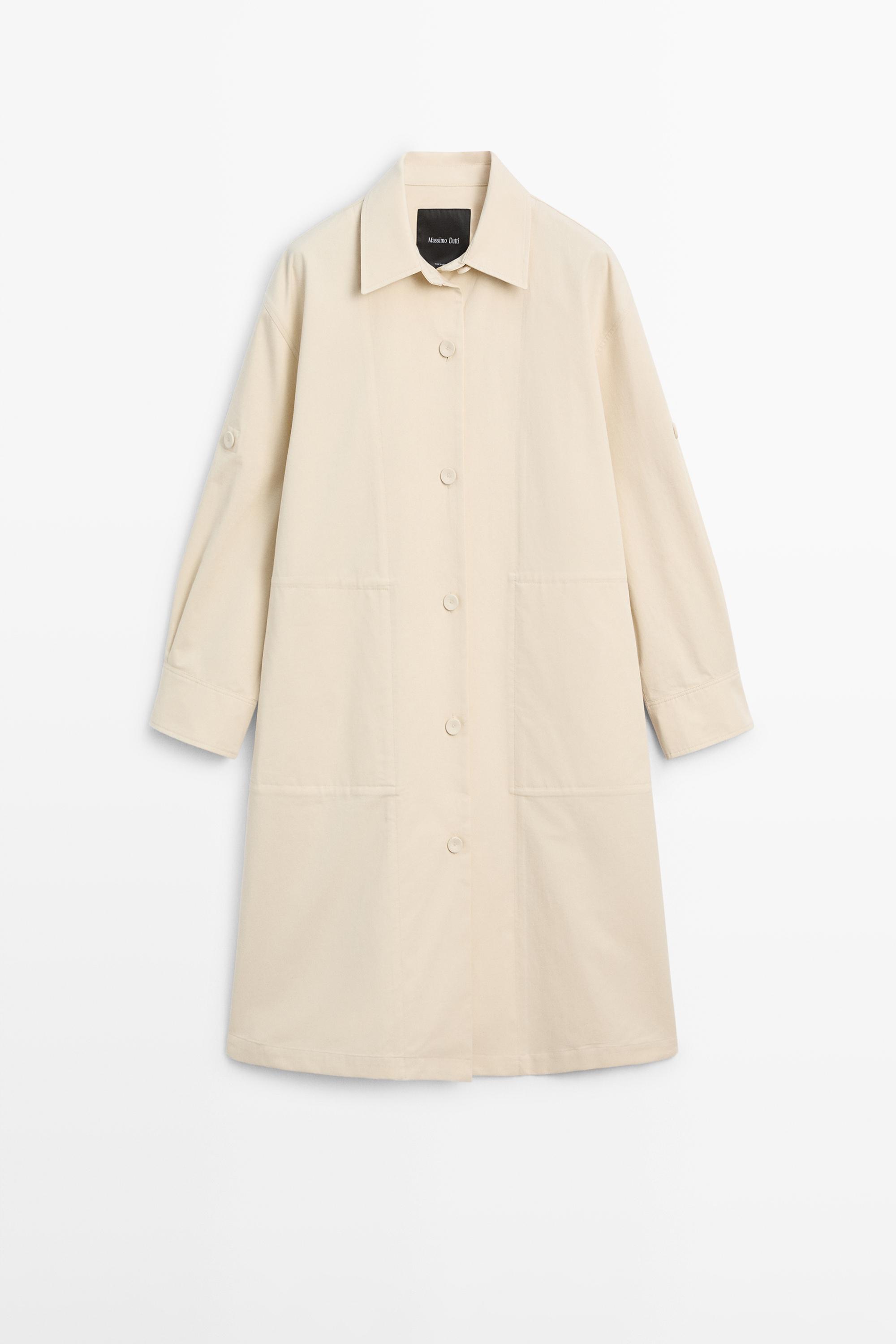 Cotton trench coat with roll-up sleeves
