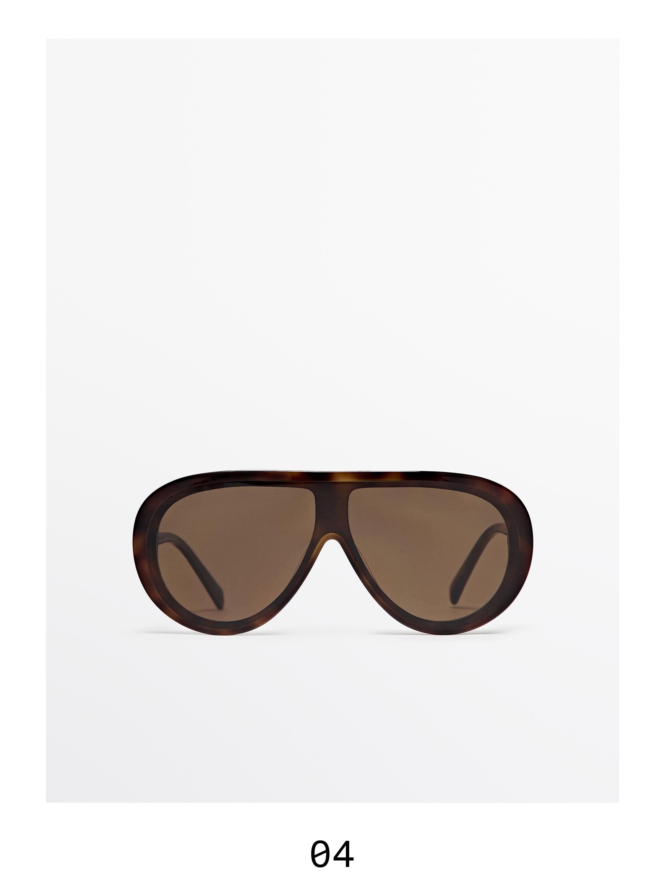 Tortoiseshell-effect aviator sunglasses — BROWN