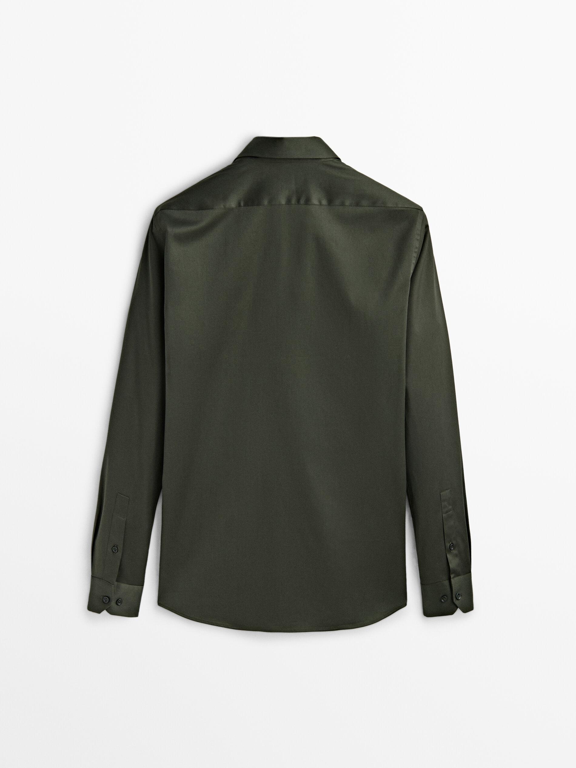 Slim fit cotton blend shirt
