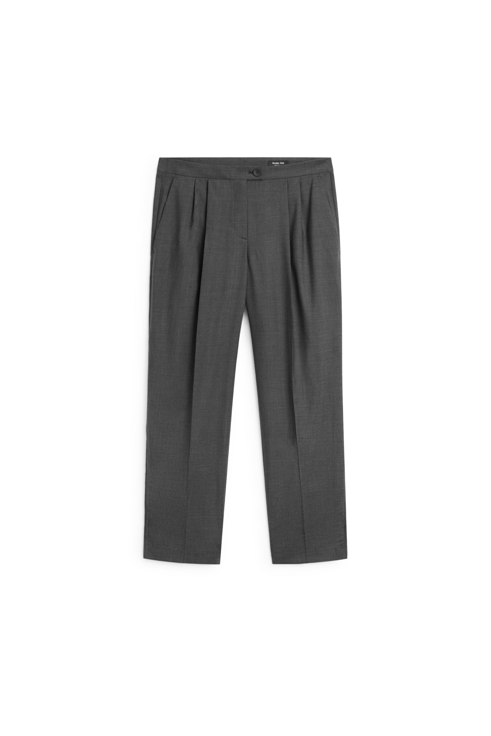 100% cool wool pleated pants — DARK GREY