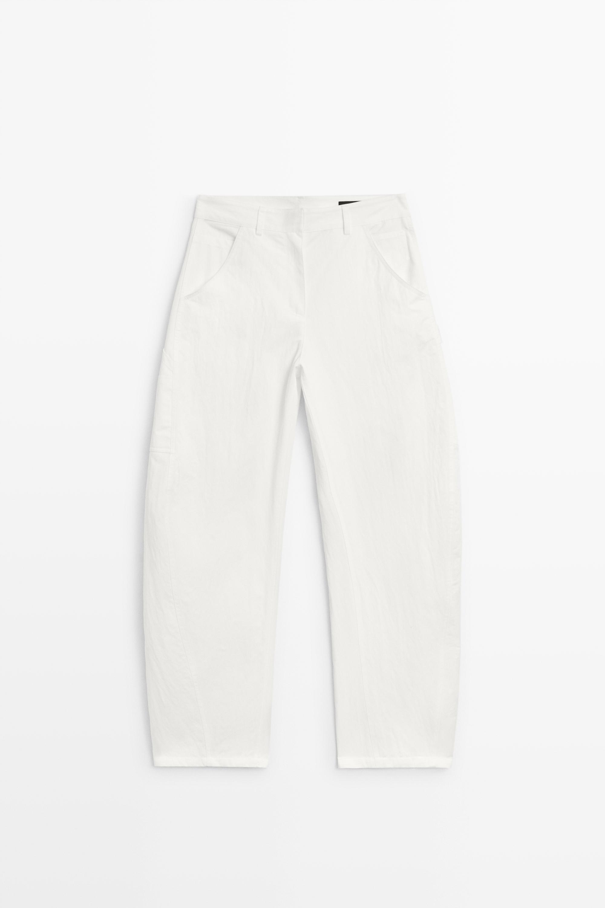 Cotton cargo pants — WHITE
