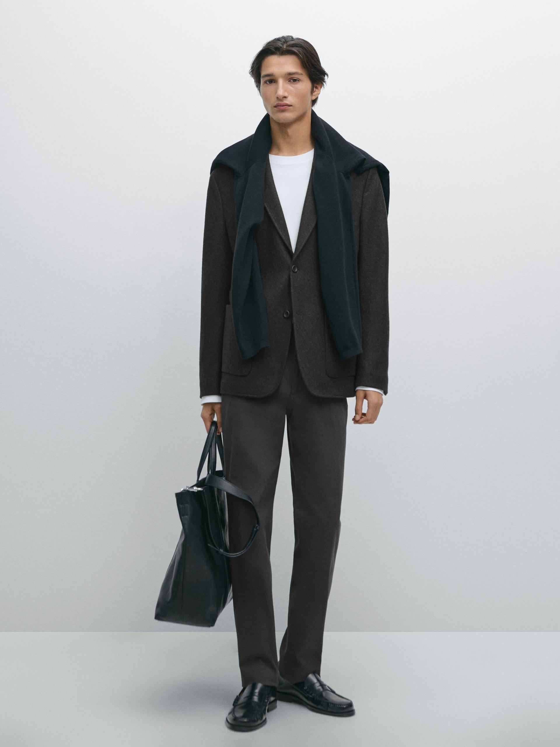 Bawełniane Spodnie O Kroju Slim - Szary - 40 - Massimo Dutti - Mężczyzna