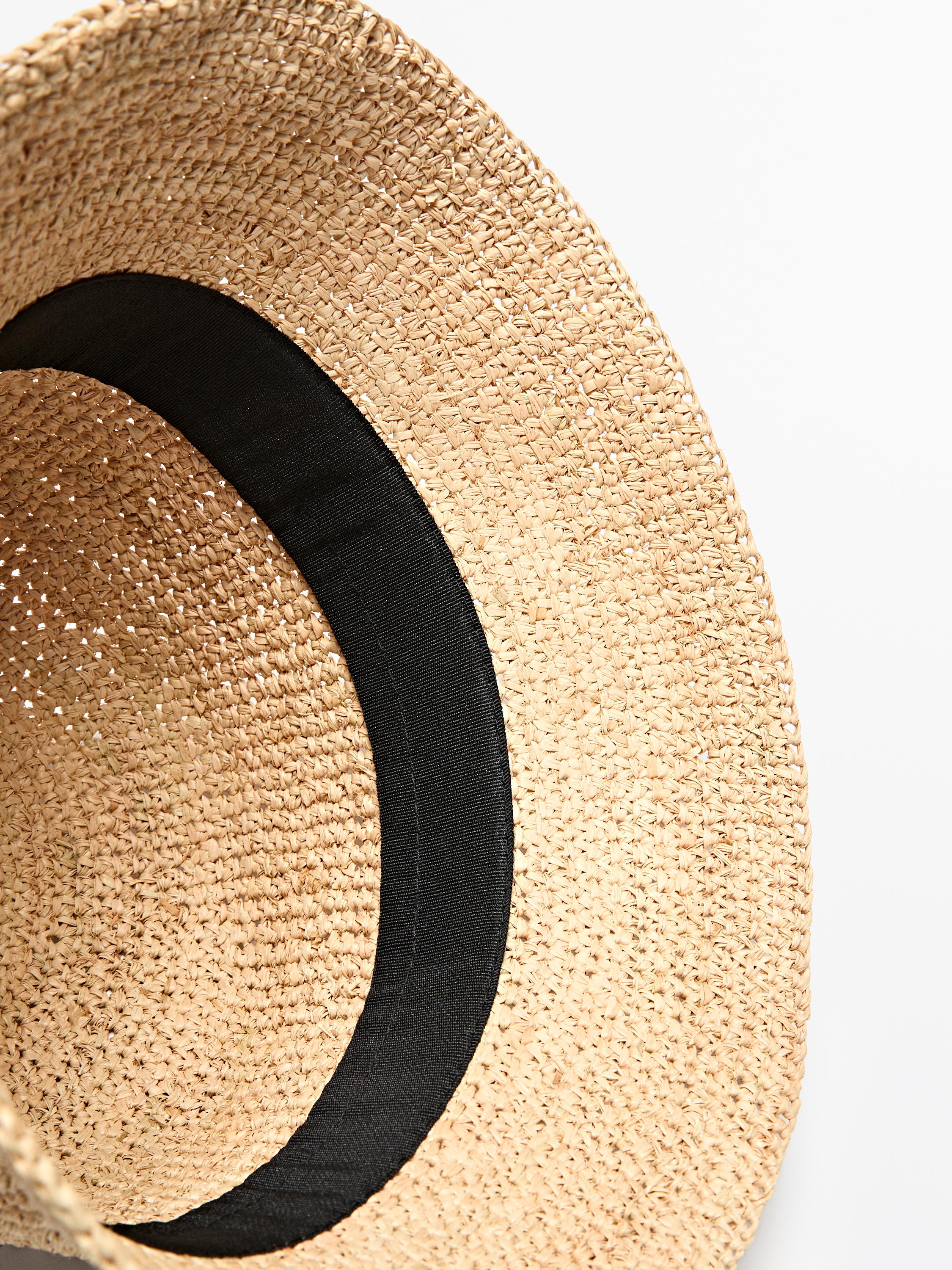 Raffia bucket hat — CREAM