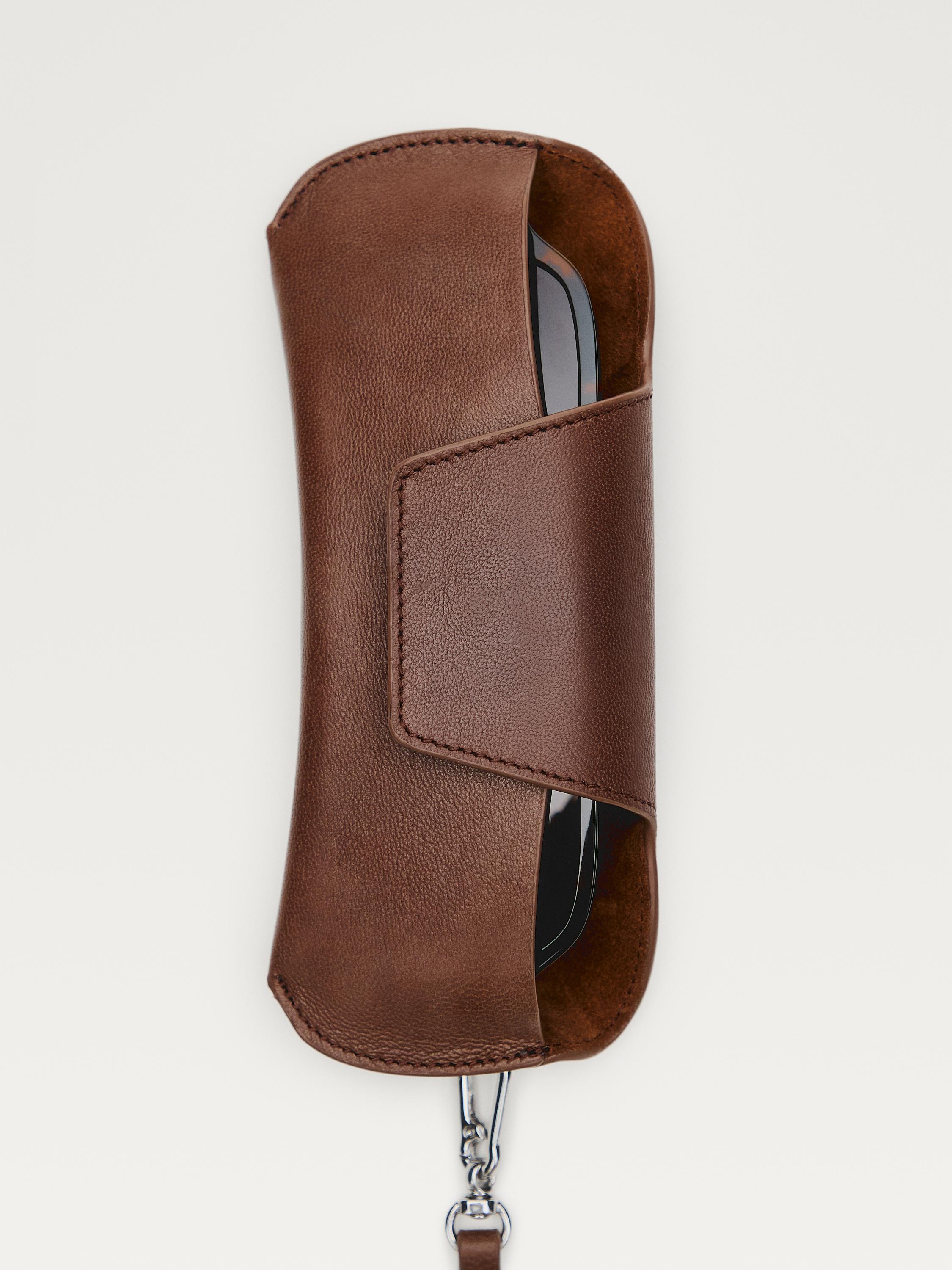 Nappa leather sunglasses case — BROWN