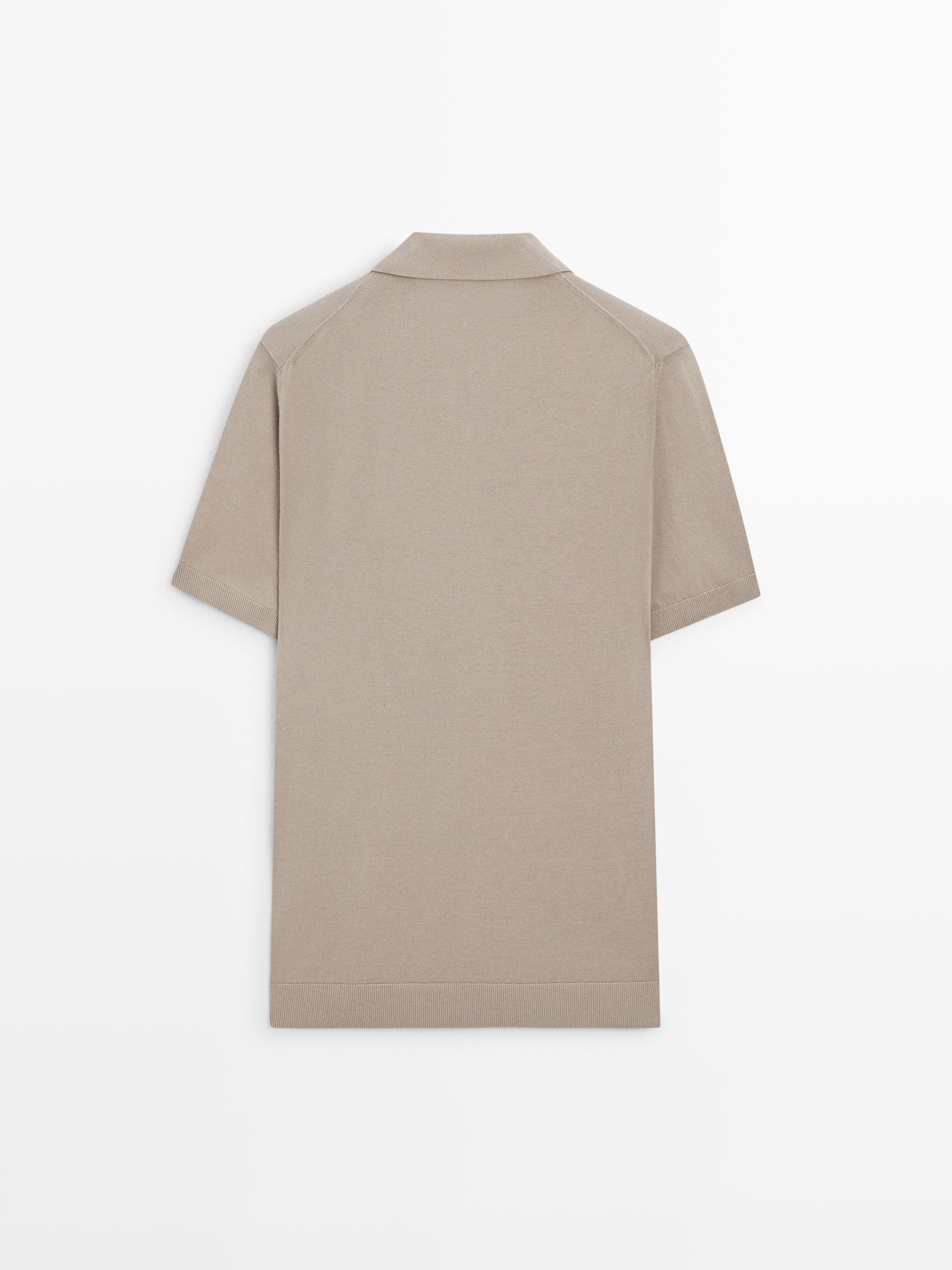 100% cotton knit polo shirt — BEIGE