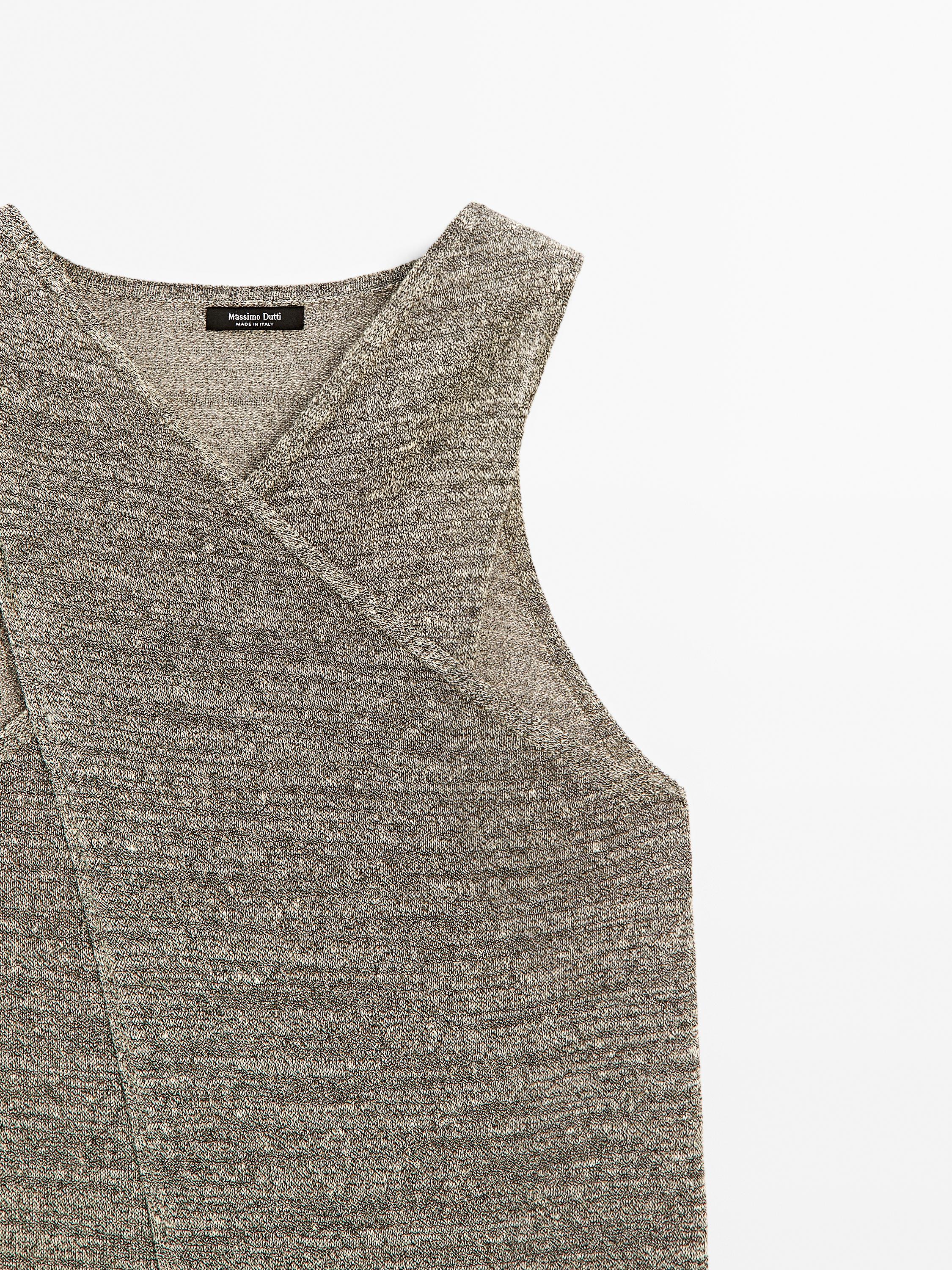 Linen blend crossover halter top